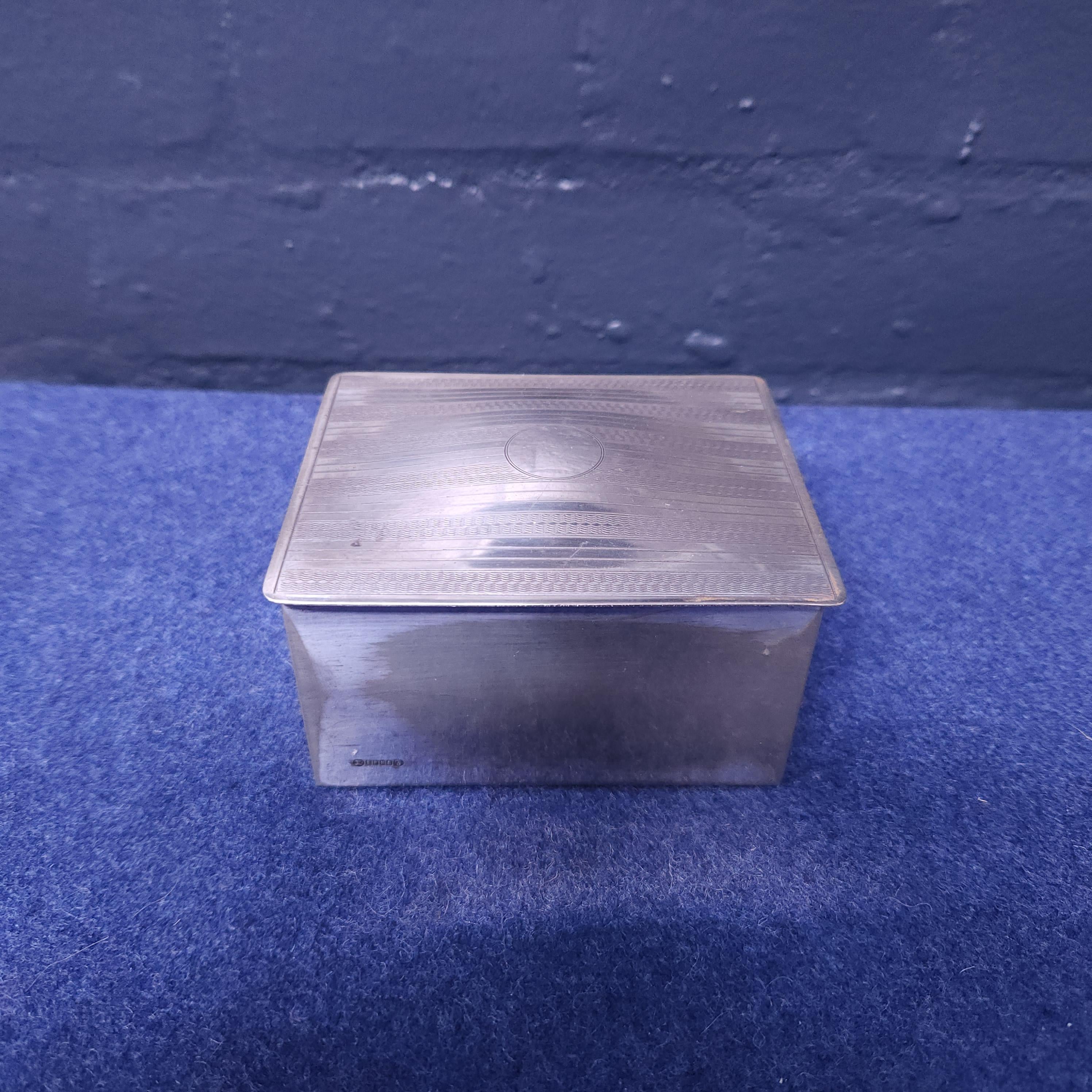 Silverplated Box, Engine-Turned Engraved, Wood Lined