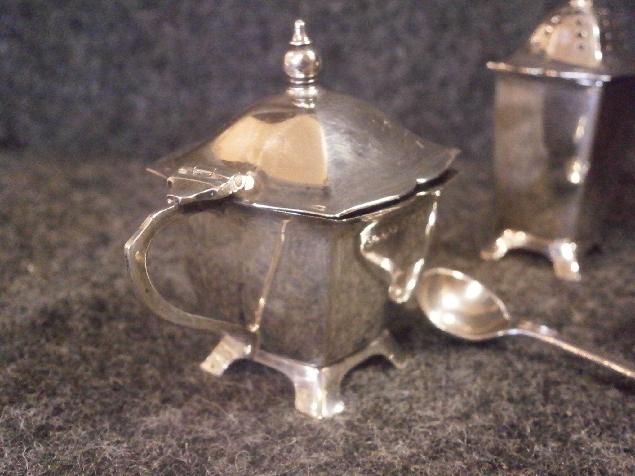 Silver 3 Piece Condiment Cruet Set