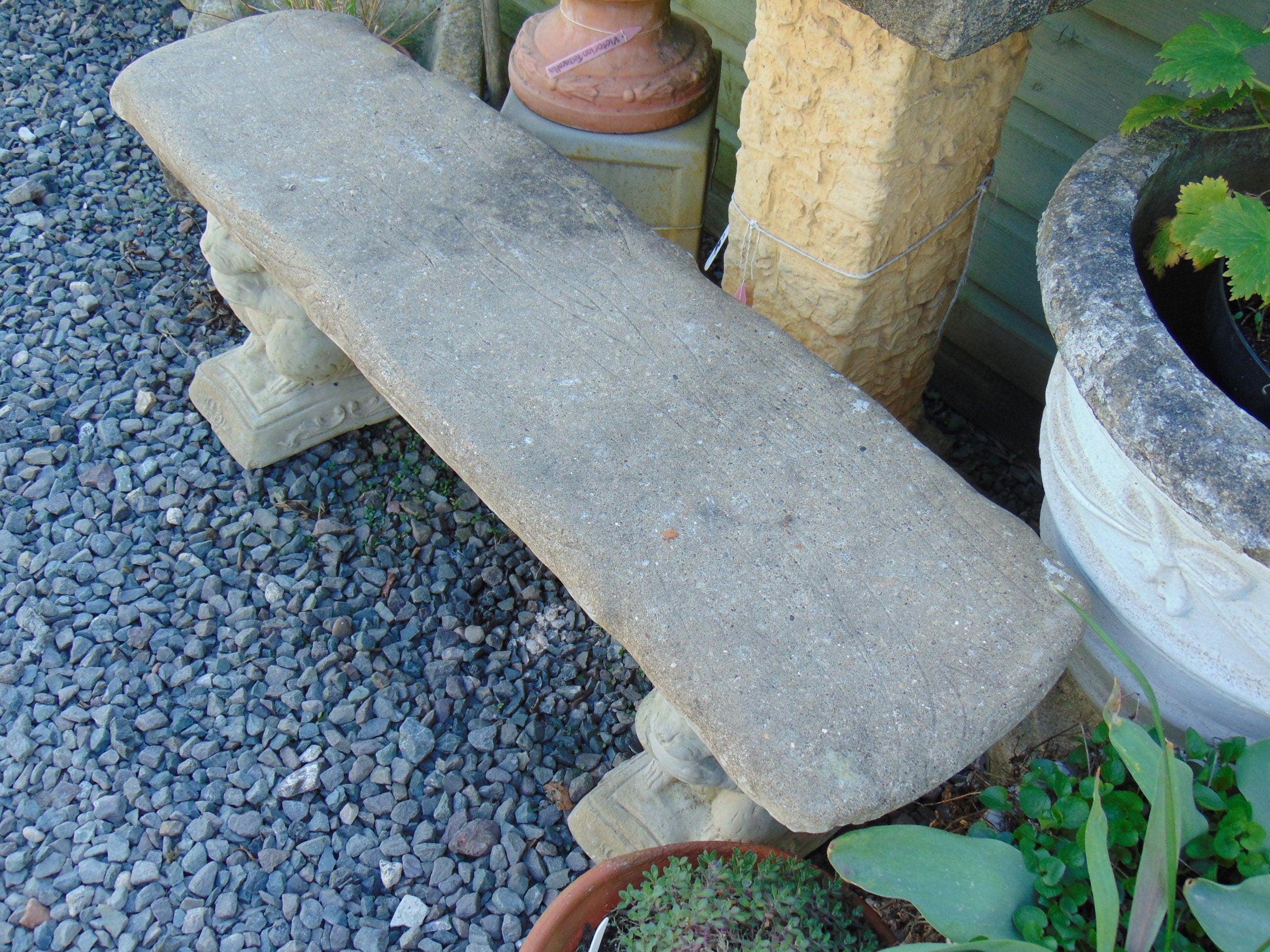 Weathered Reconstituted Stone Squirrel Bench