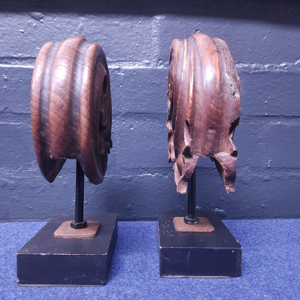Pair of Mounted Antique Mahogany Architectural Pieces