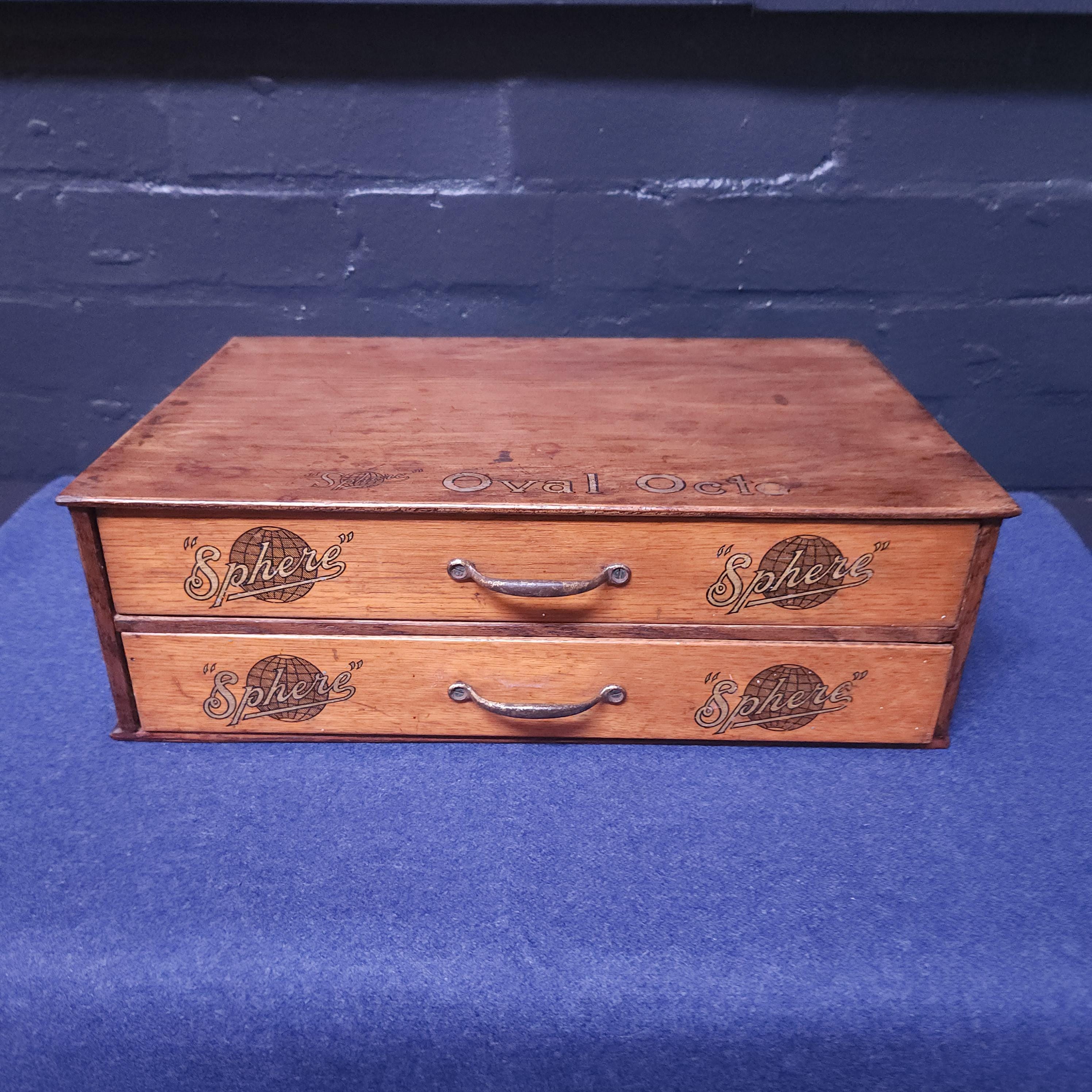 Early 20thC Retail Counter Top Haberdashery Drawers for Sphere Oval-Oct Suspenders