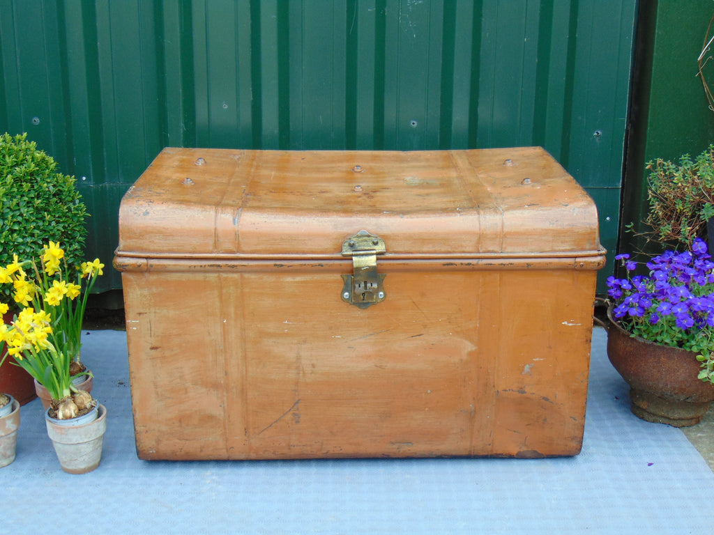 Late 19thC Large Tin Shipping Trunk