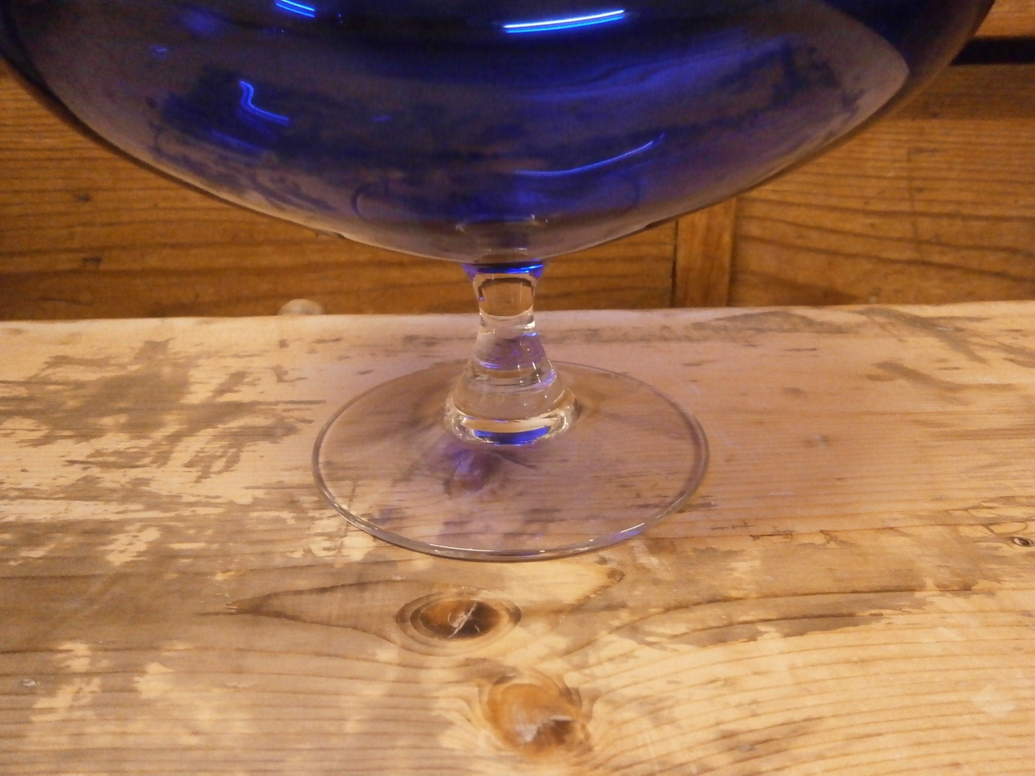 Retro Blue Glass Brandy Glass Vase