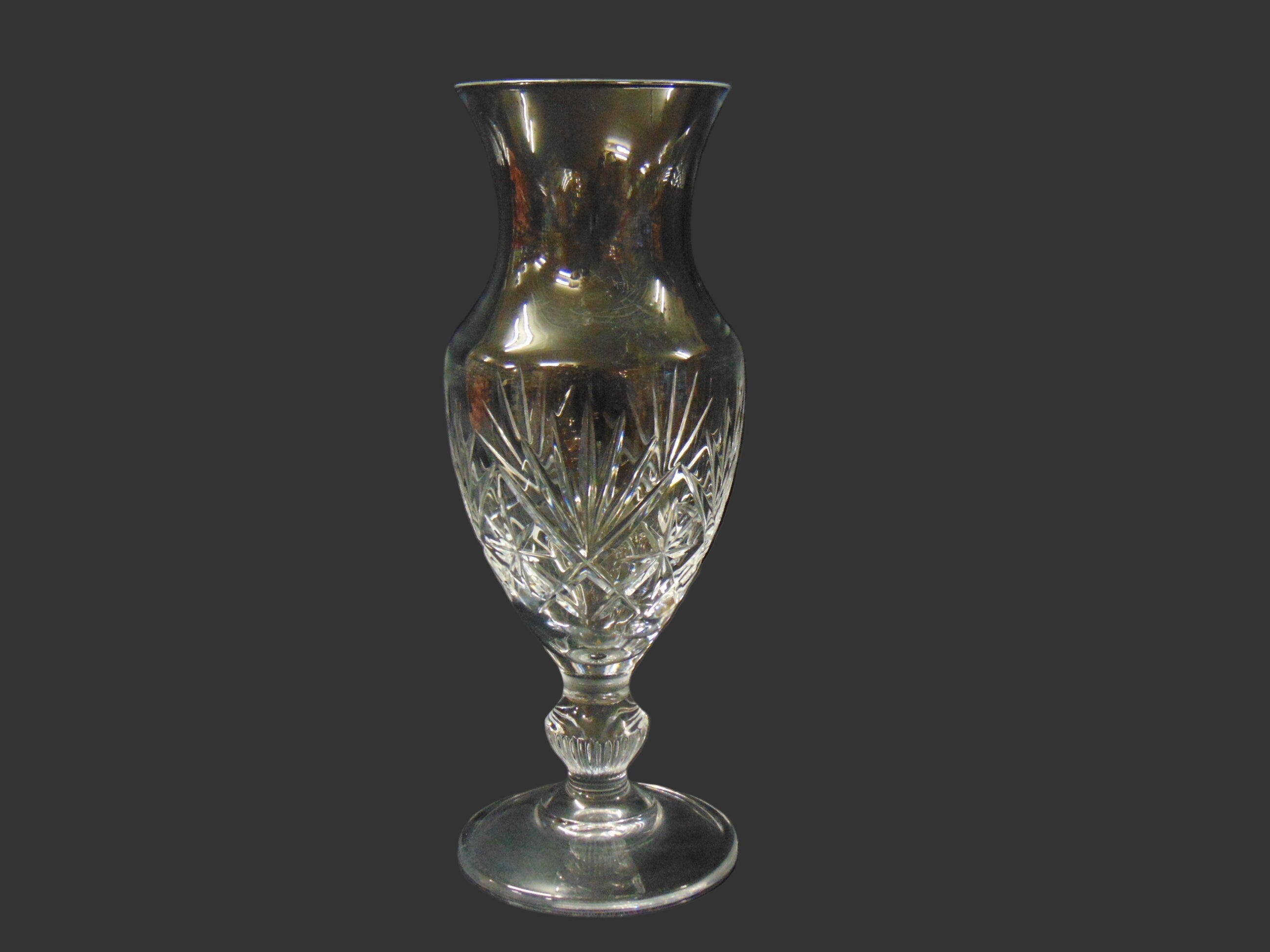 Vintage Cut glass Regency style vase.