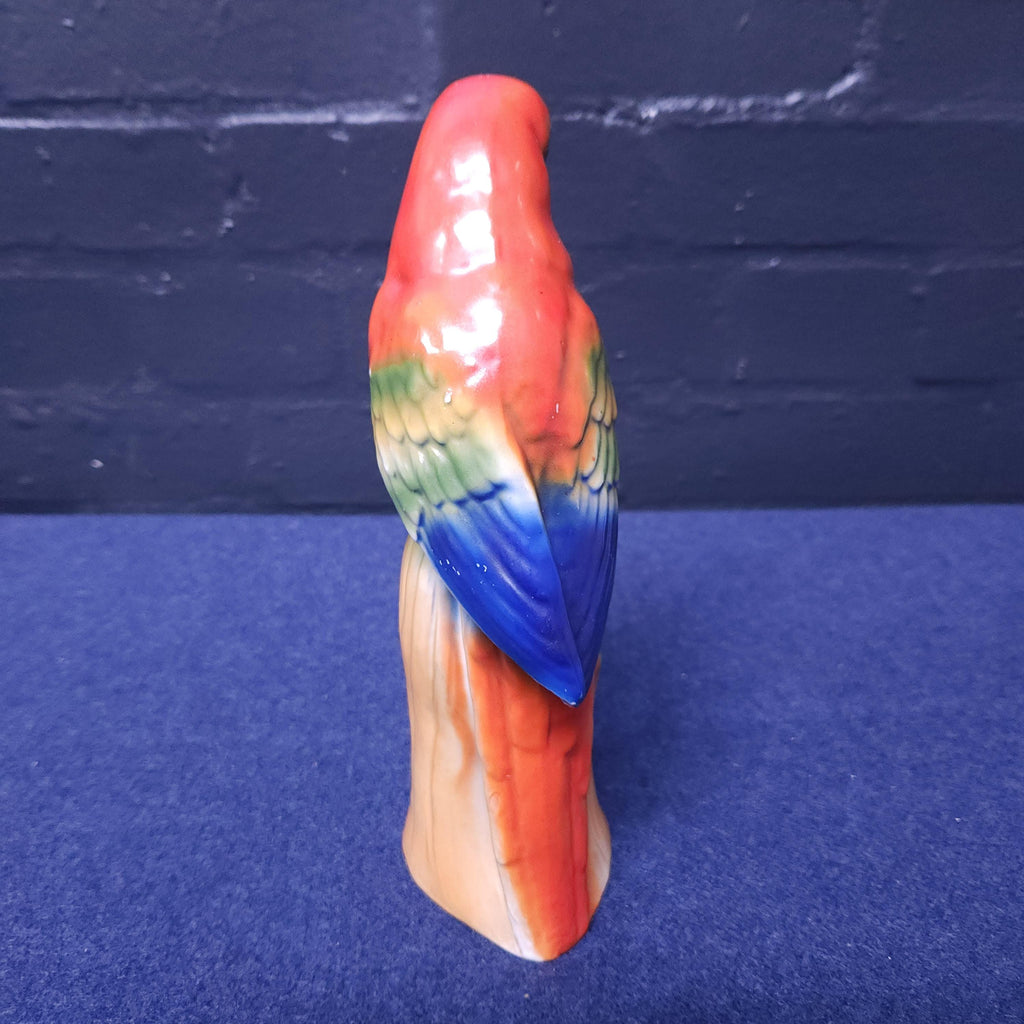Early 20thC Painted Parian Ware Parrot Spill Vase