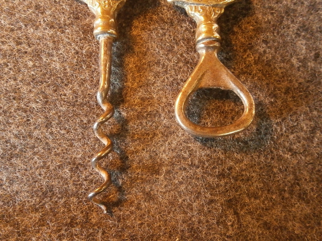 Mid-Century Retro, Brass Corkscrew and Matching Bottle top Opener