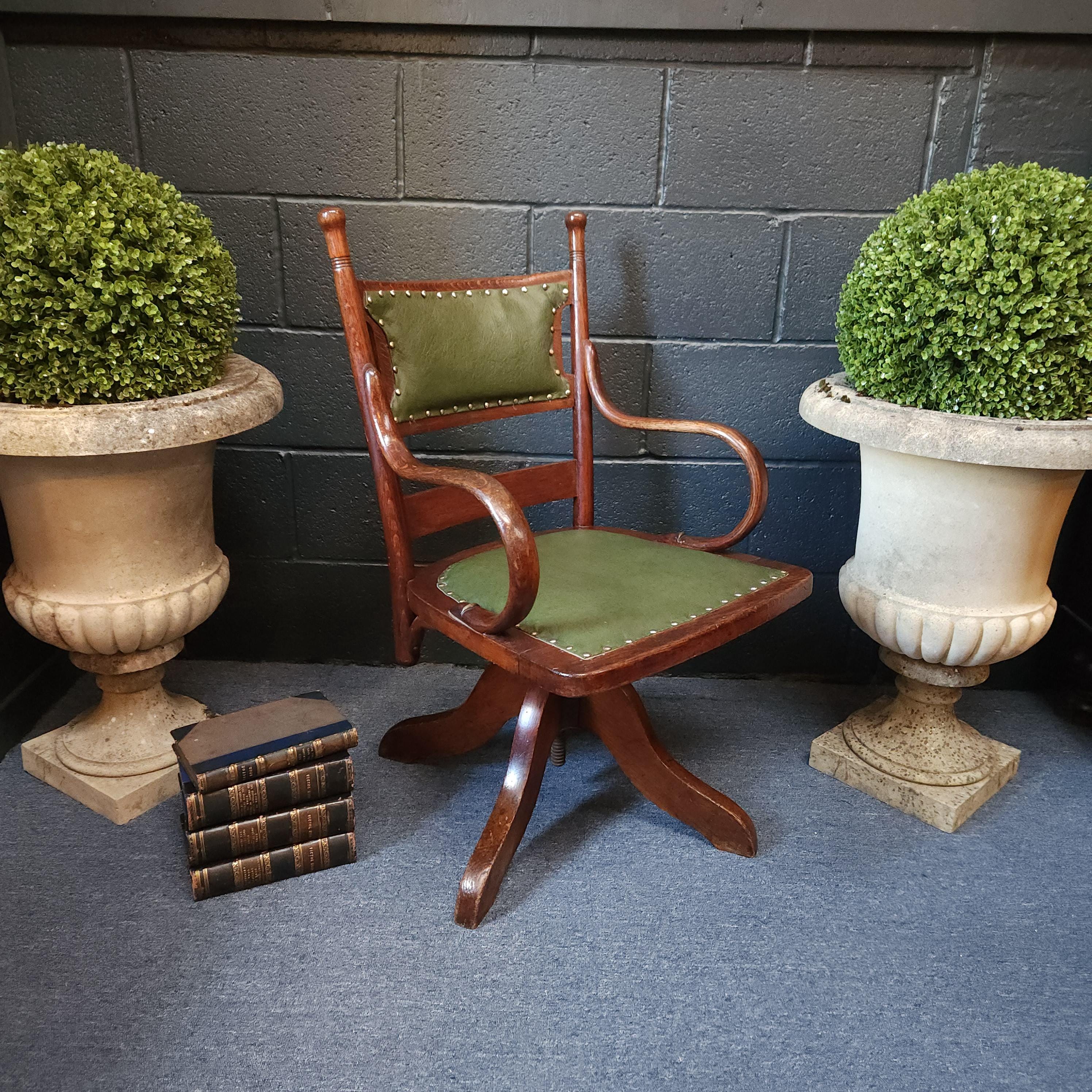 Edwardian Oak Swivel Desk Chair