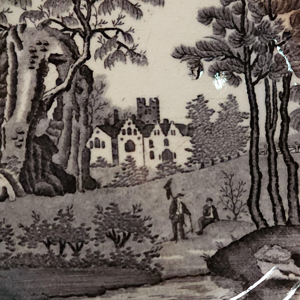 Georgian, W Davenport,  Small Black and White Transfer Plate Circa 1805