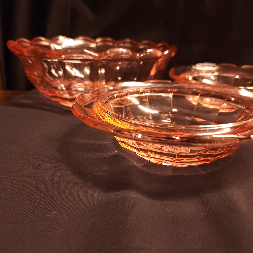 Pink Glass Dessert Dishes - Vintage - Circa 1950's
