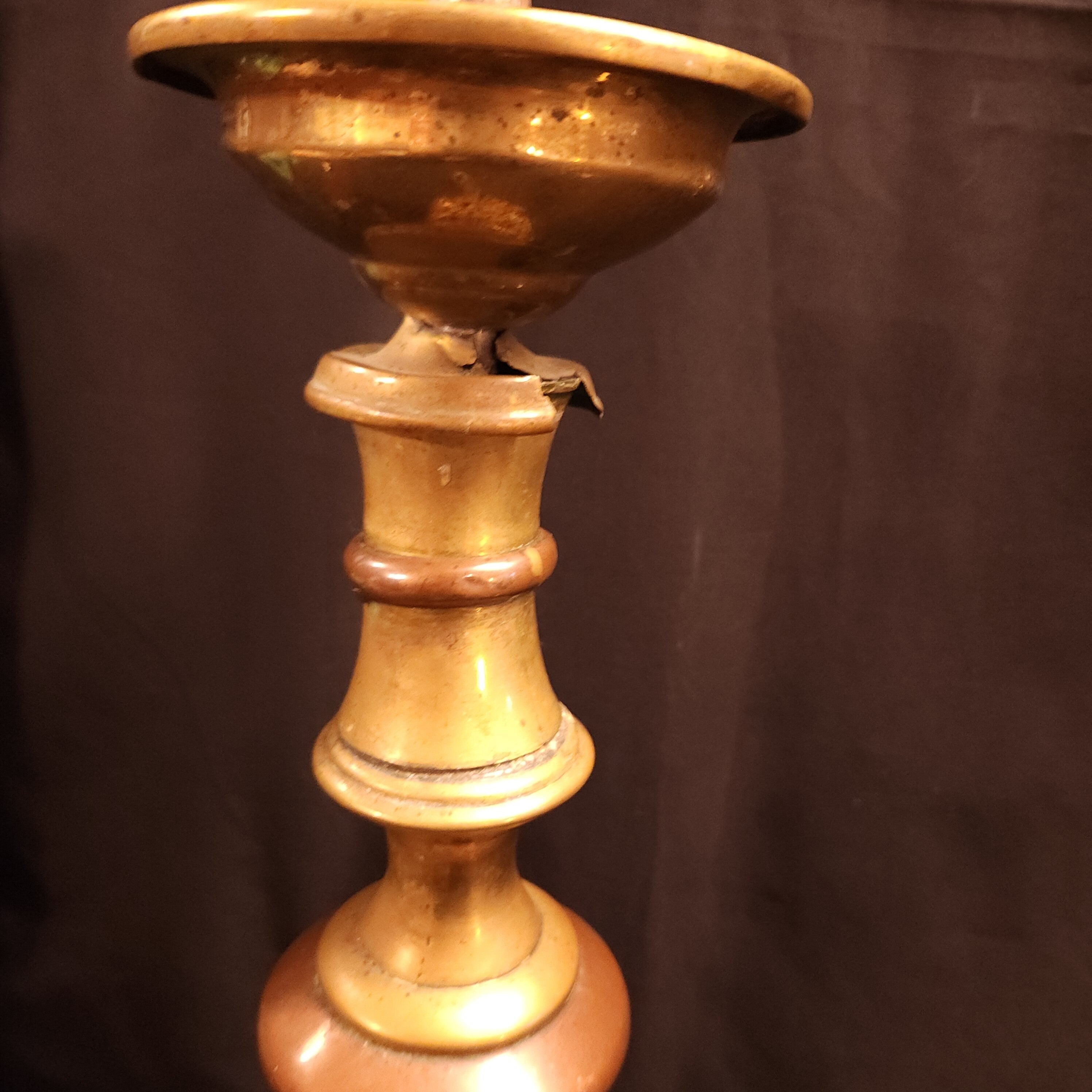 Circa 1920's Moroccan Style Pricket Candlesticks / Torchere