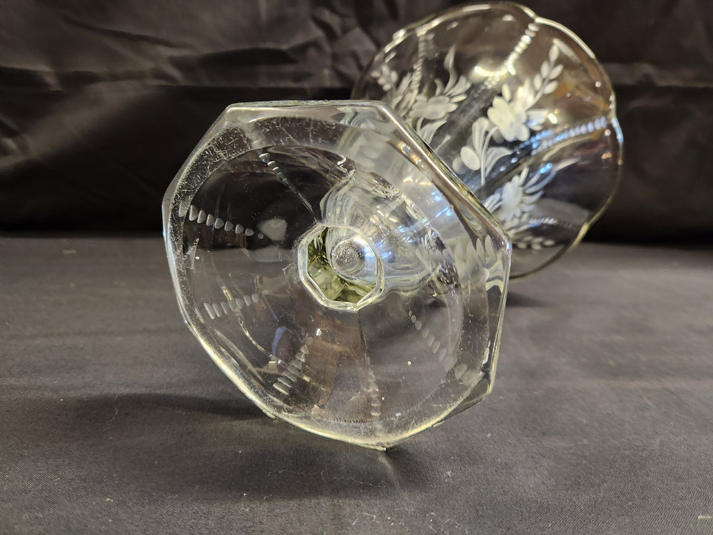 Etched Lead Glass Vase