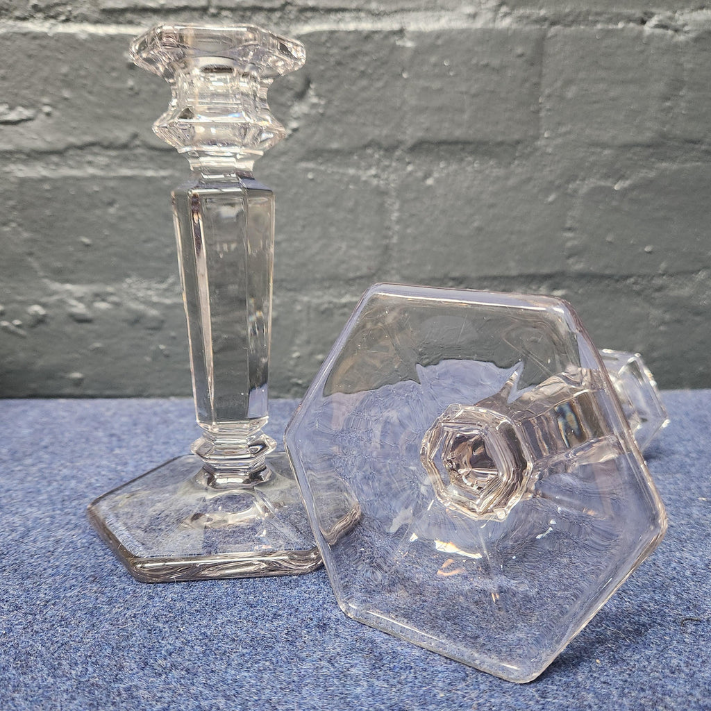 Pair Edwardian Glass Candlesticks