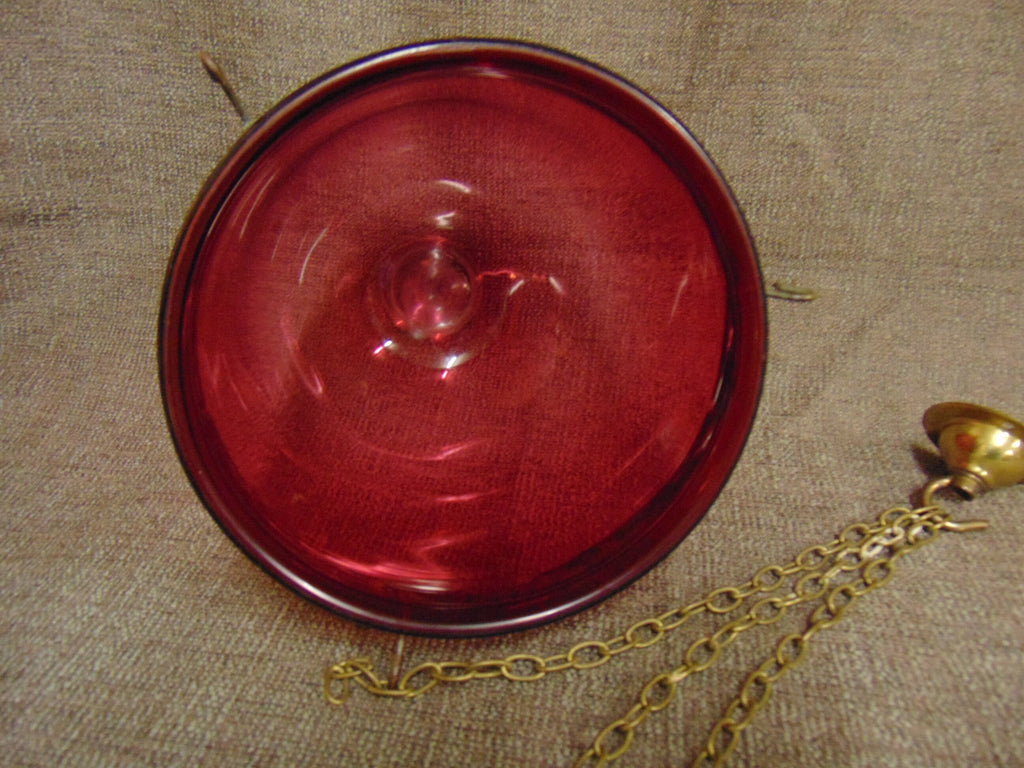 Made in Belgium, Val St. Lambert, Edwardian Cranberry Glass Ceiling Light Shade