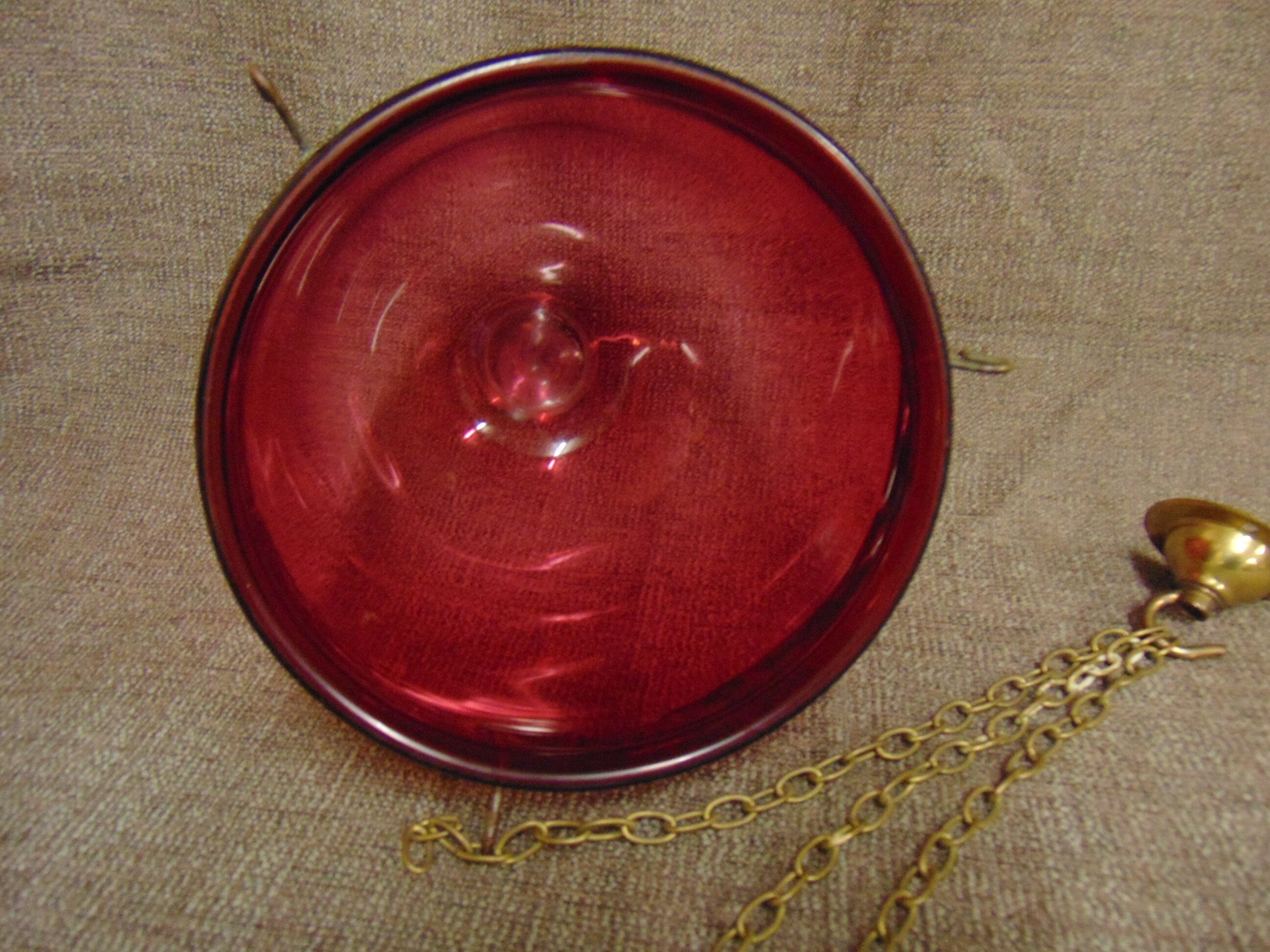 Made in Belgium, Val St. Lambert, Edwardian Cranberry Glass Ceiling Light Shade