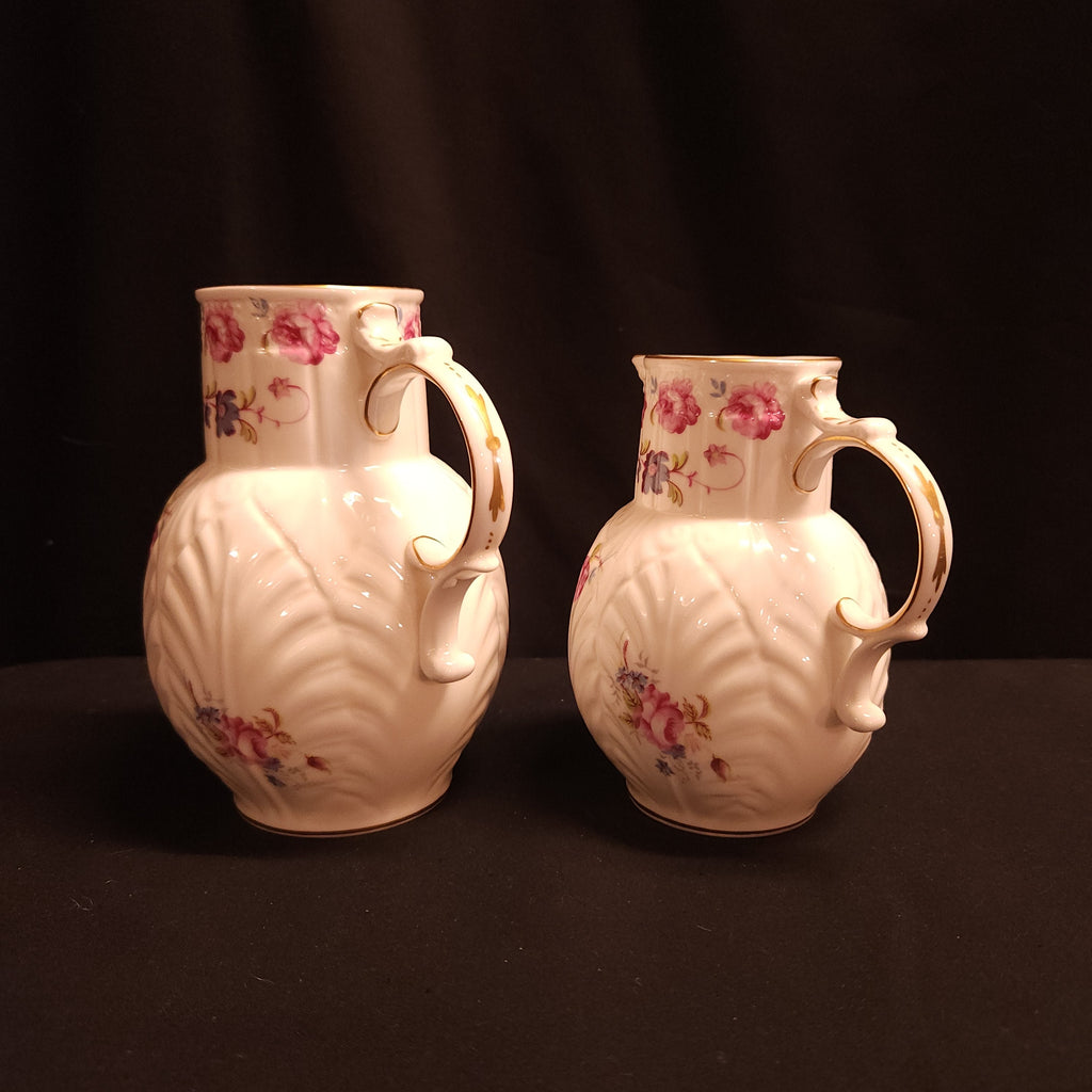 Pair Coalport 'Caughley Mask Head Jugs'