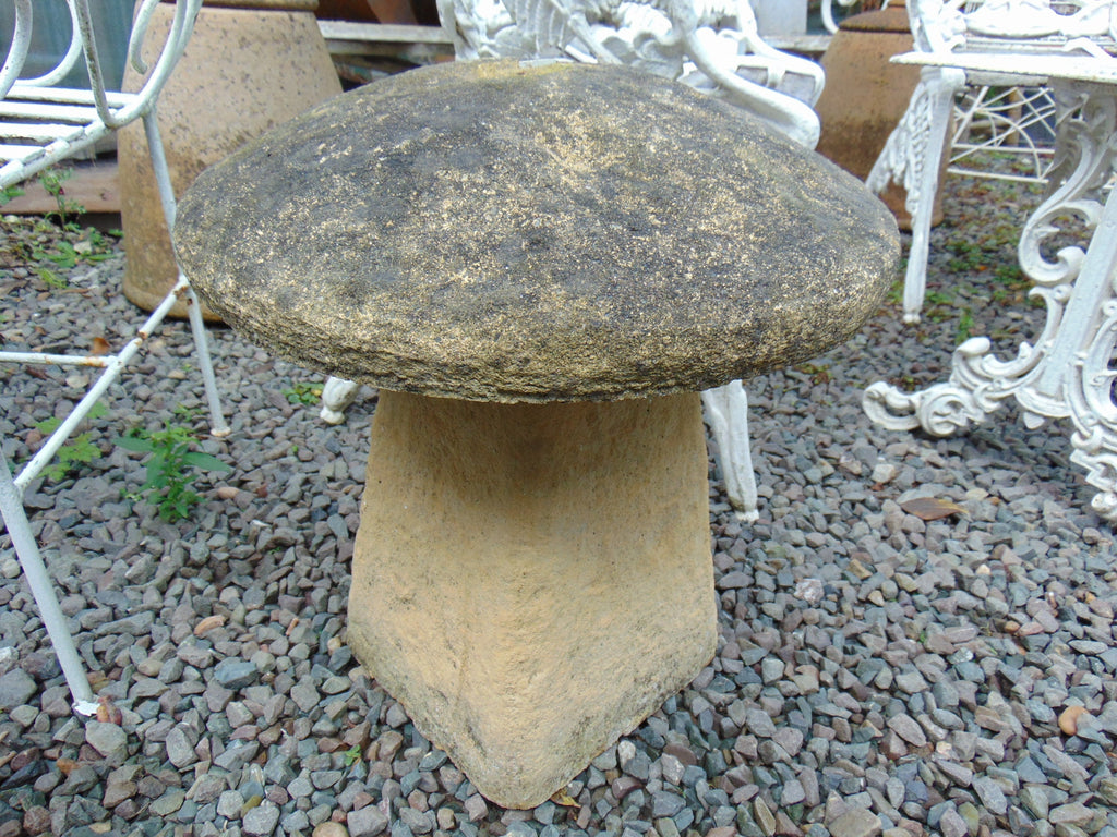 Weathered Reconstituted Stone, Staddle Stone, Mushroom Water Feature Fountain