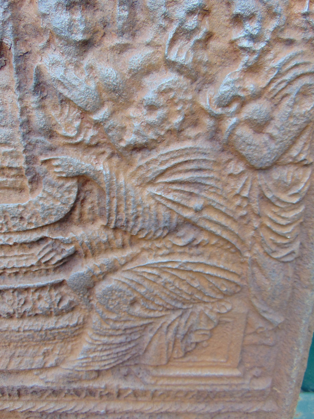 Unique Late 16th/Early 17th Century Cast Iron Fire back with Biblical Scene