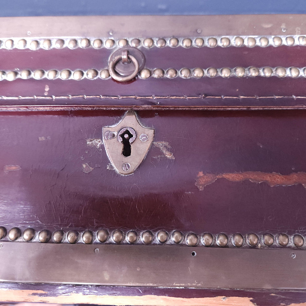 19th Century Style Leather and Brass Studded Chest