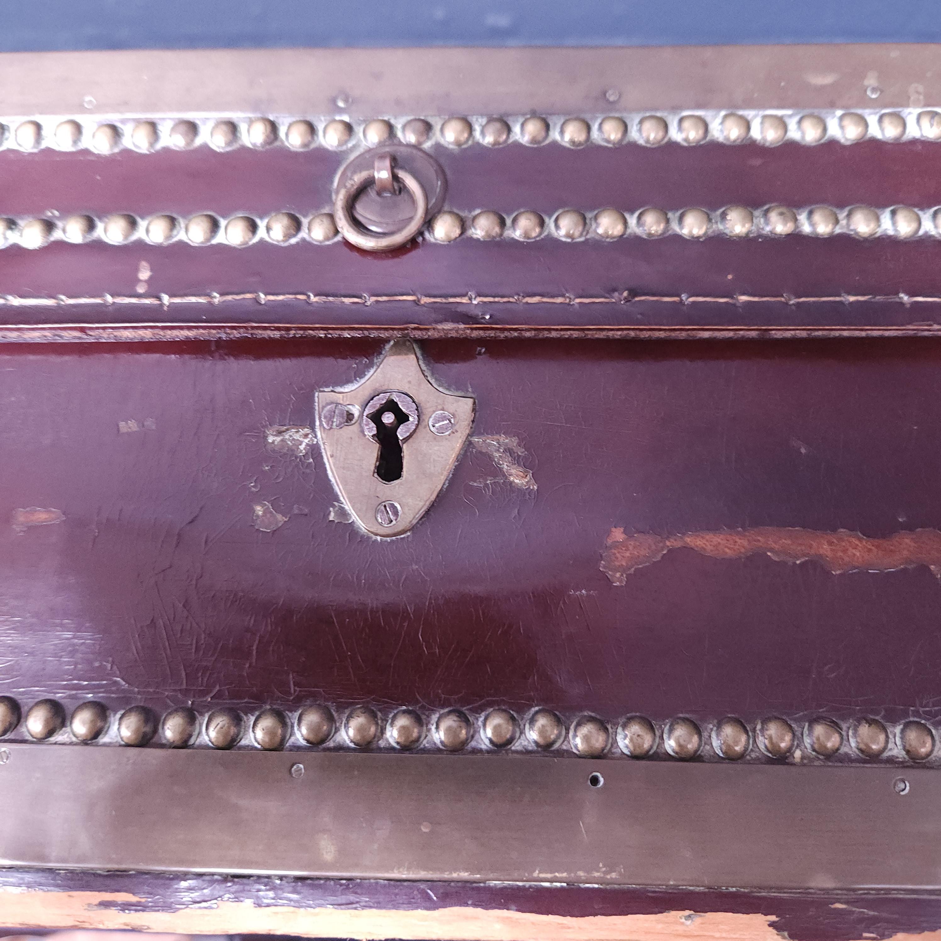 19th Century Style Leather and Brass Studded Chest