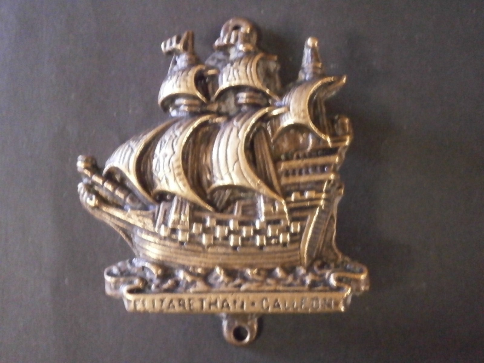 Brass Door Knocker Of A Eliabethan Galleon - Vintage