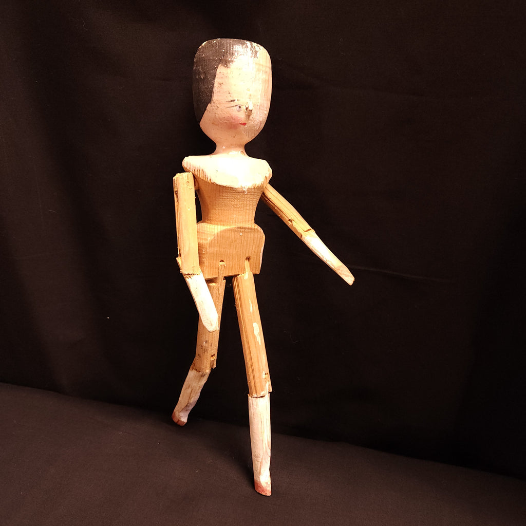 Antique Grodnertal Wooden Carved Peg Doll