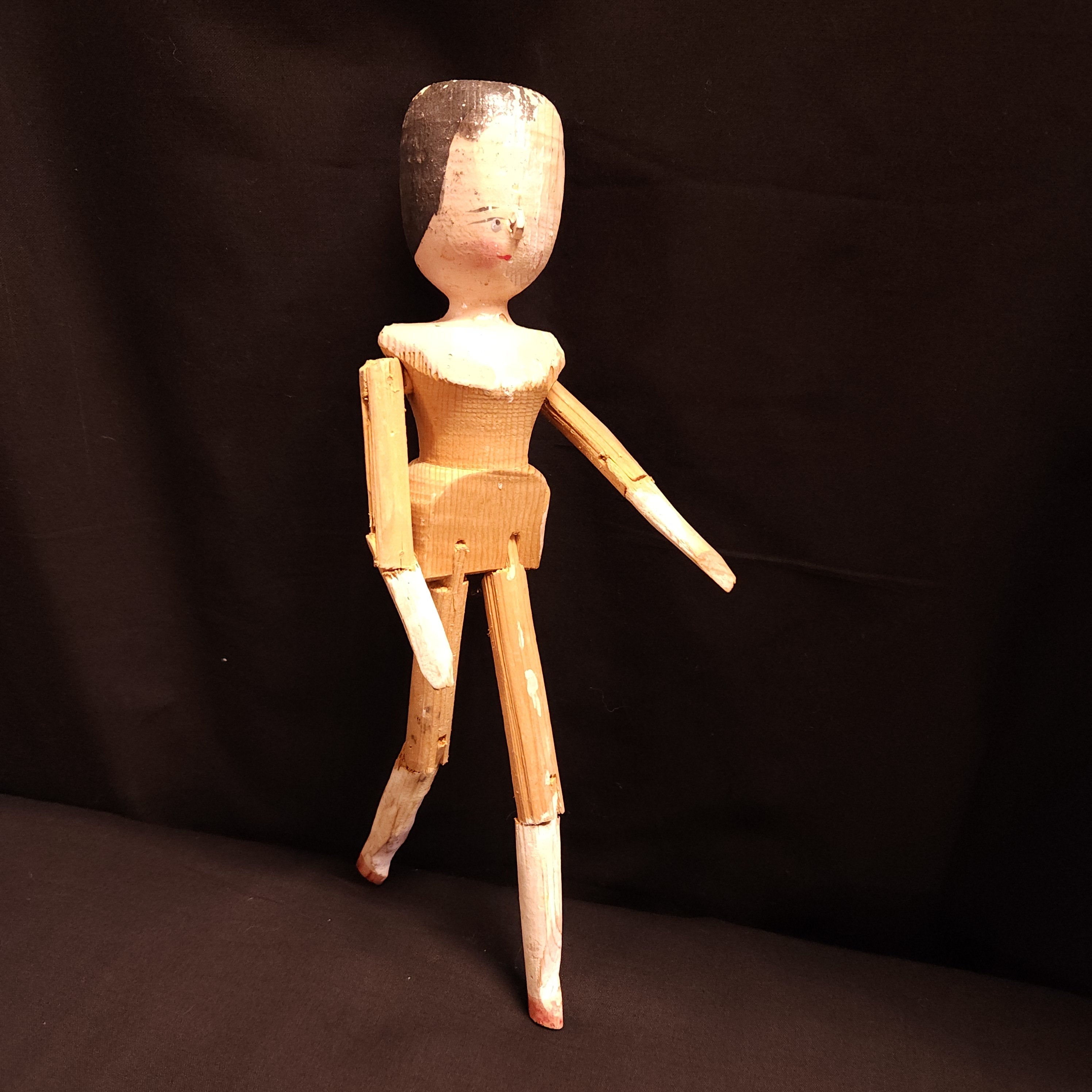 Antique Grodnertal Wooden Carved Peg Doll