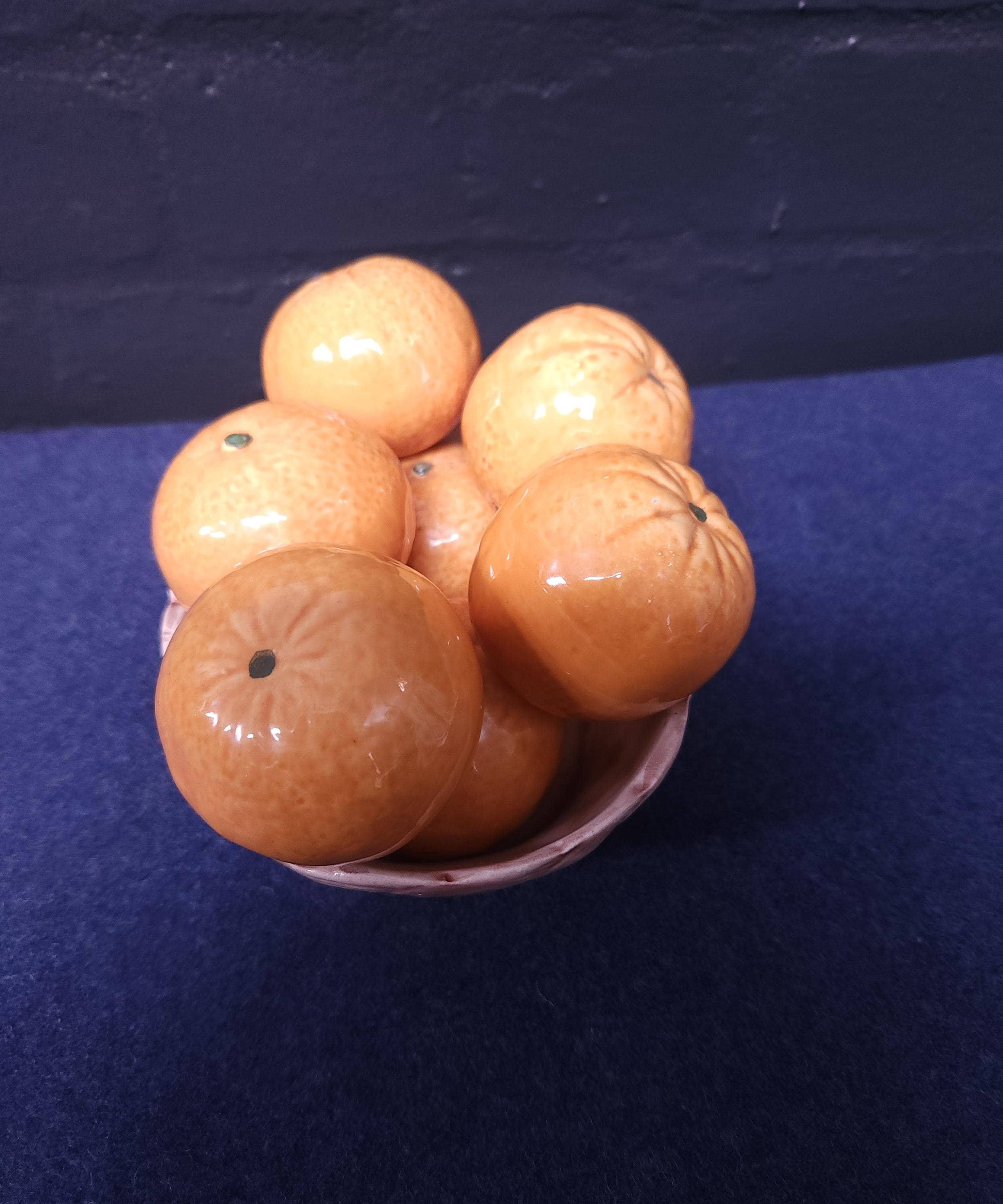 Italian Ceramic Oranges in a Basket