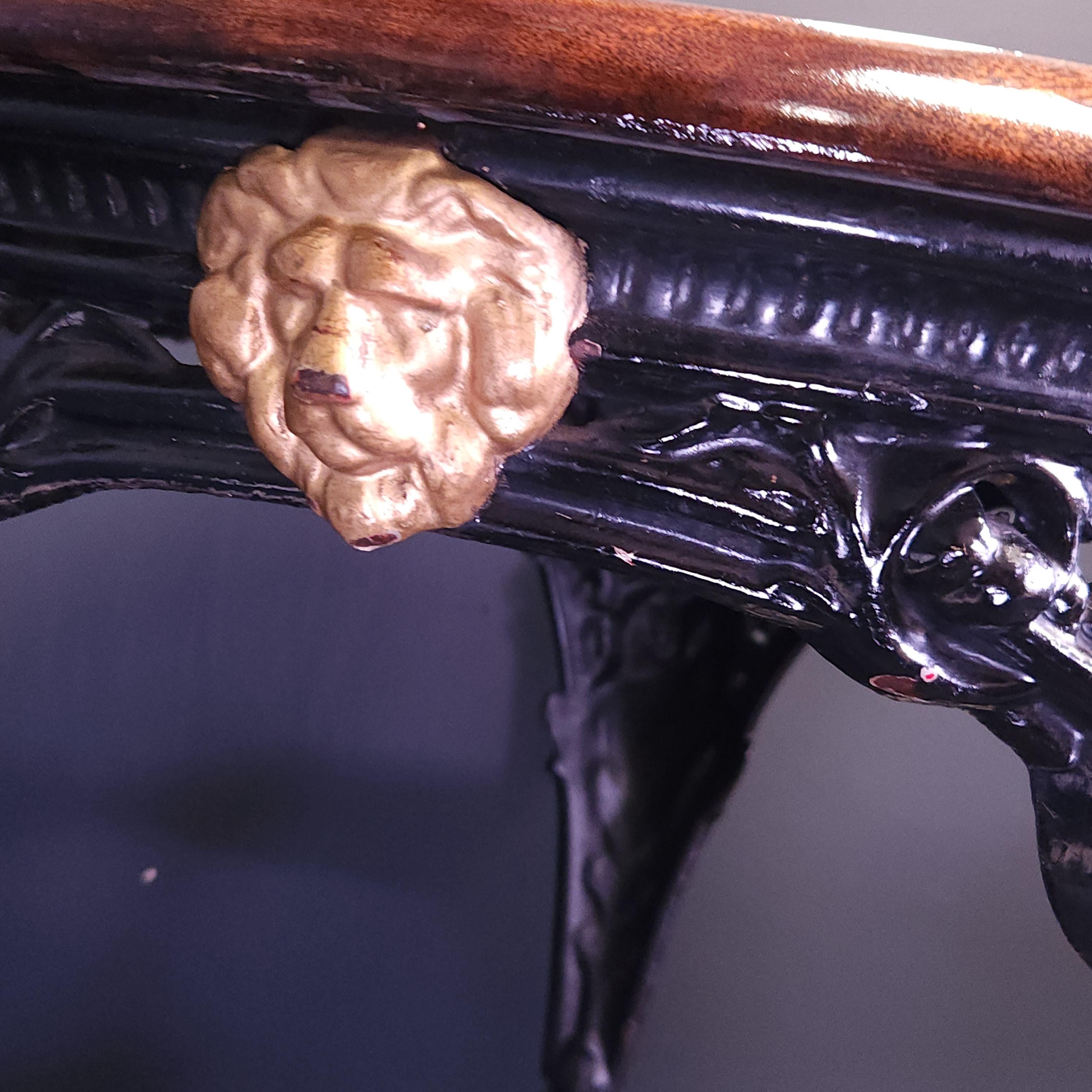 Victorian Cast Iron Britannia Pub Table with Mahogany Top