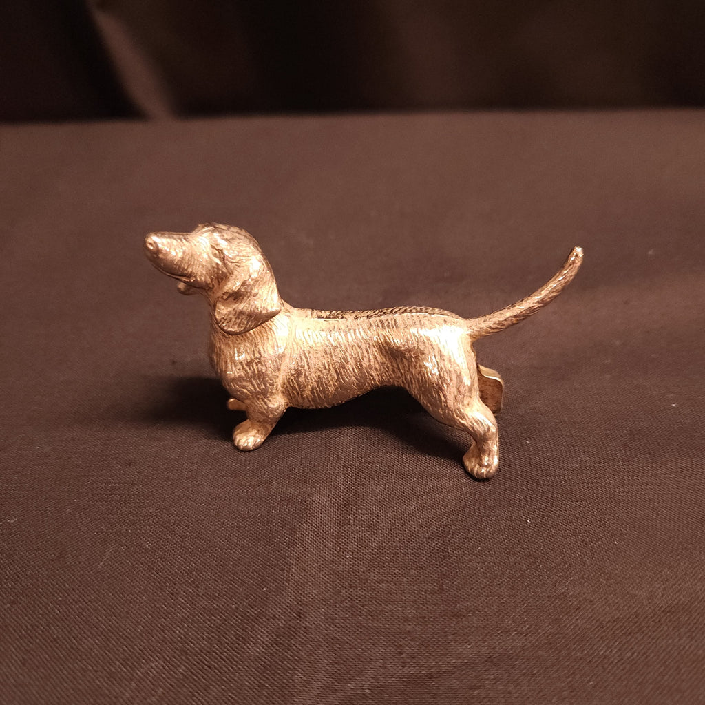 Small White Metal Dachshund Figurine