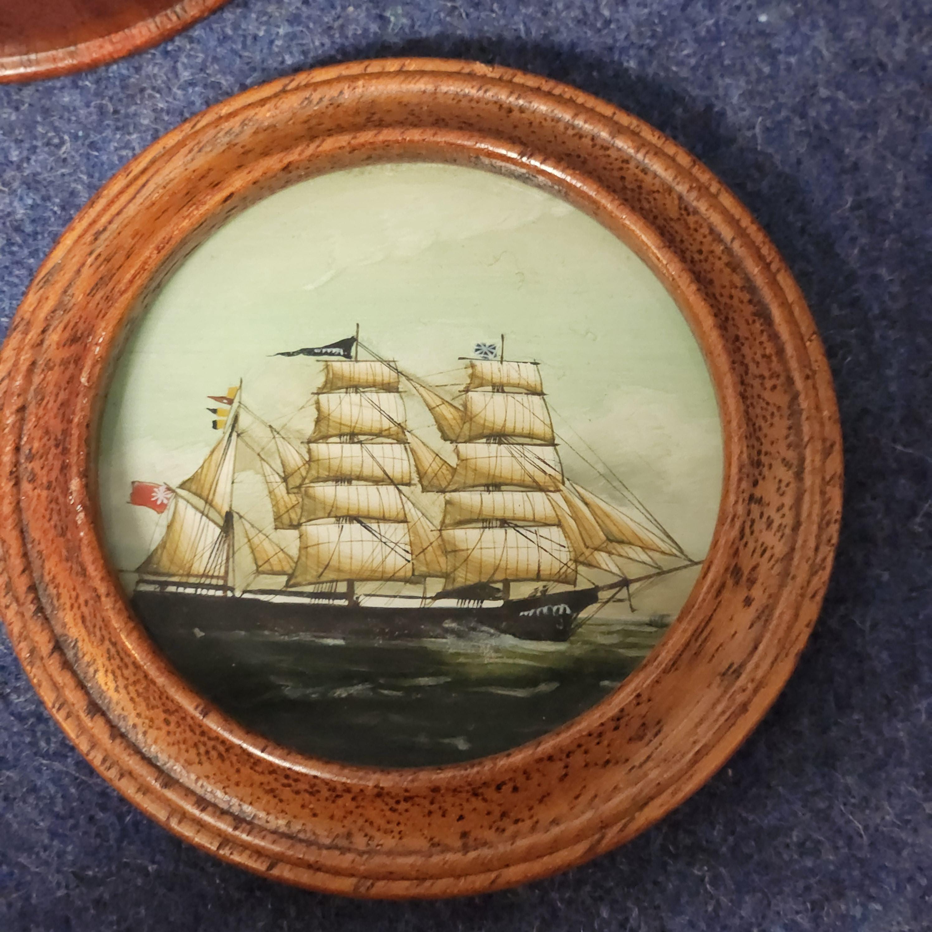 Crystoleum Decorated Wooden Lidded Pot