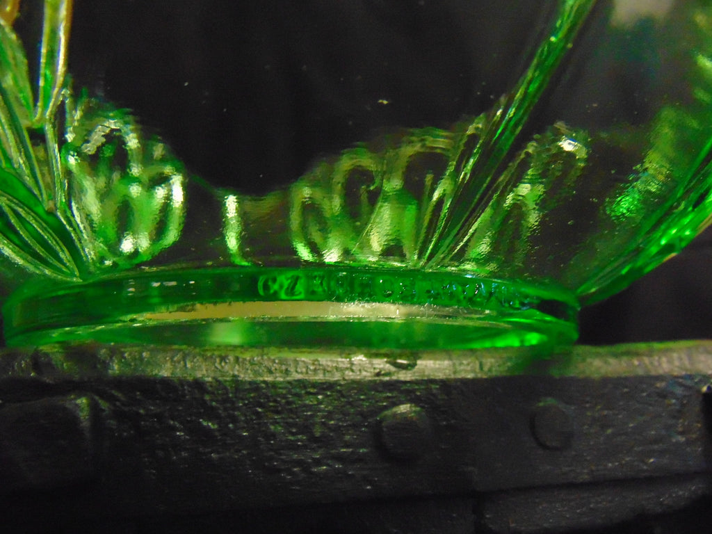 Art Deco Czechoslovakian Uranium Glass Fruit Bowl