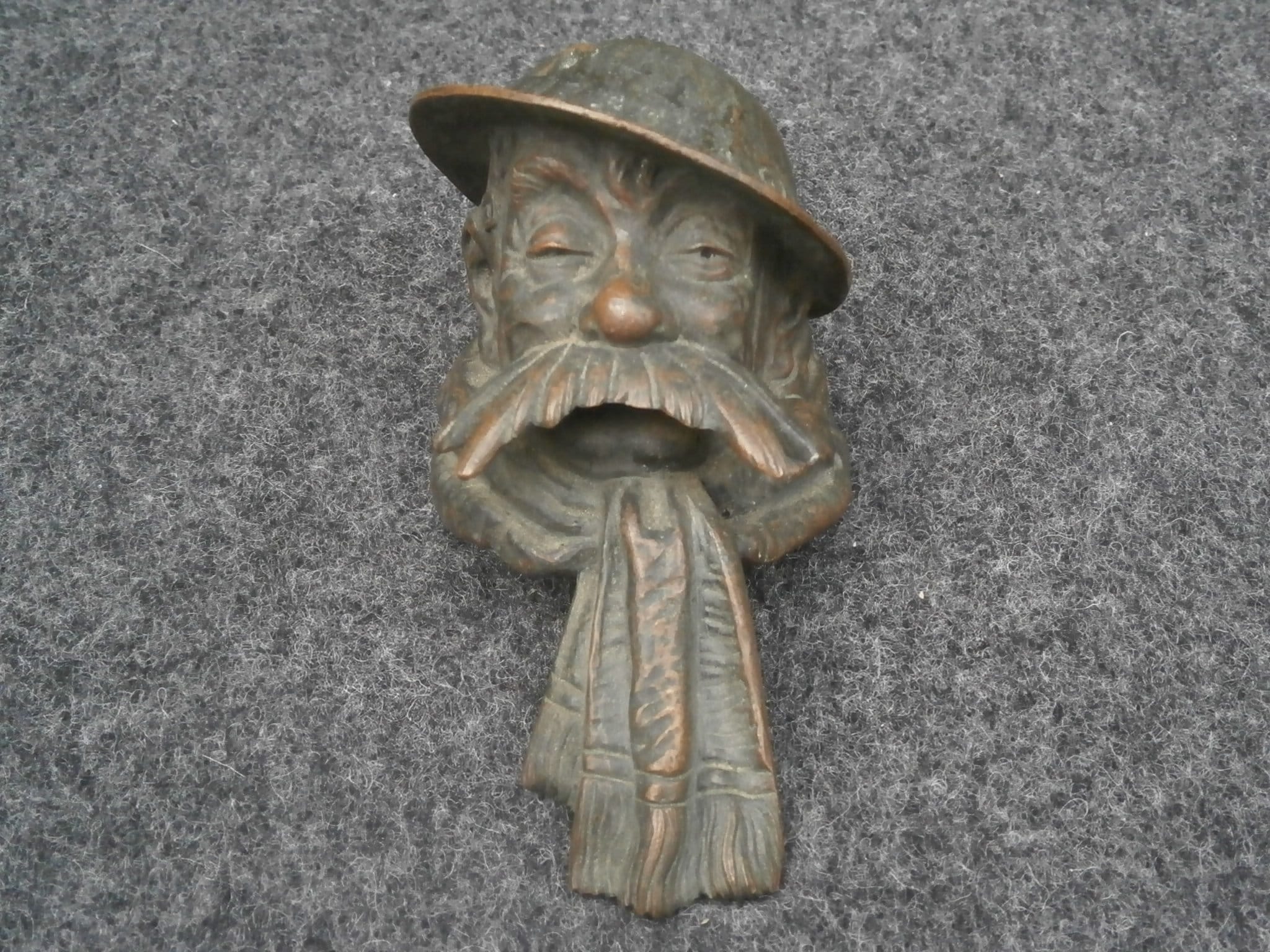 Antique Patinated Bronze Old Bill Car Mascot - Bruce Bairnsfather