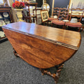 18th Century Elm Barley Twist Gate Leg Table