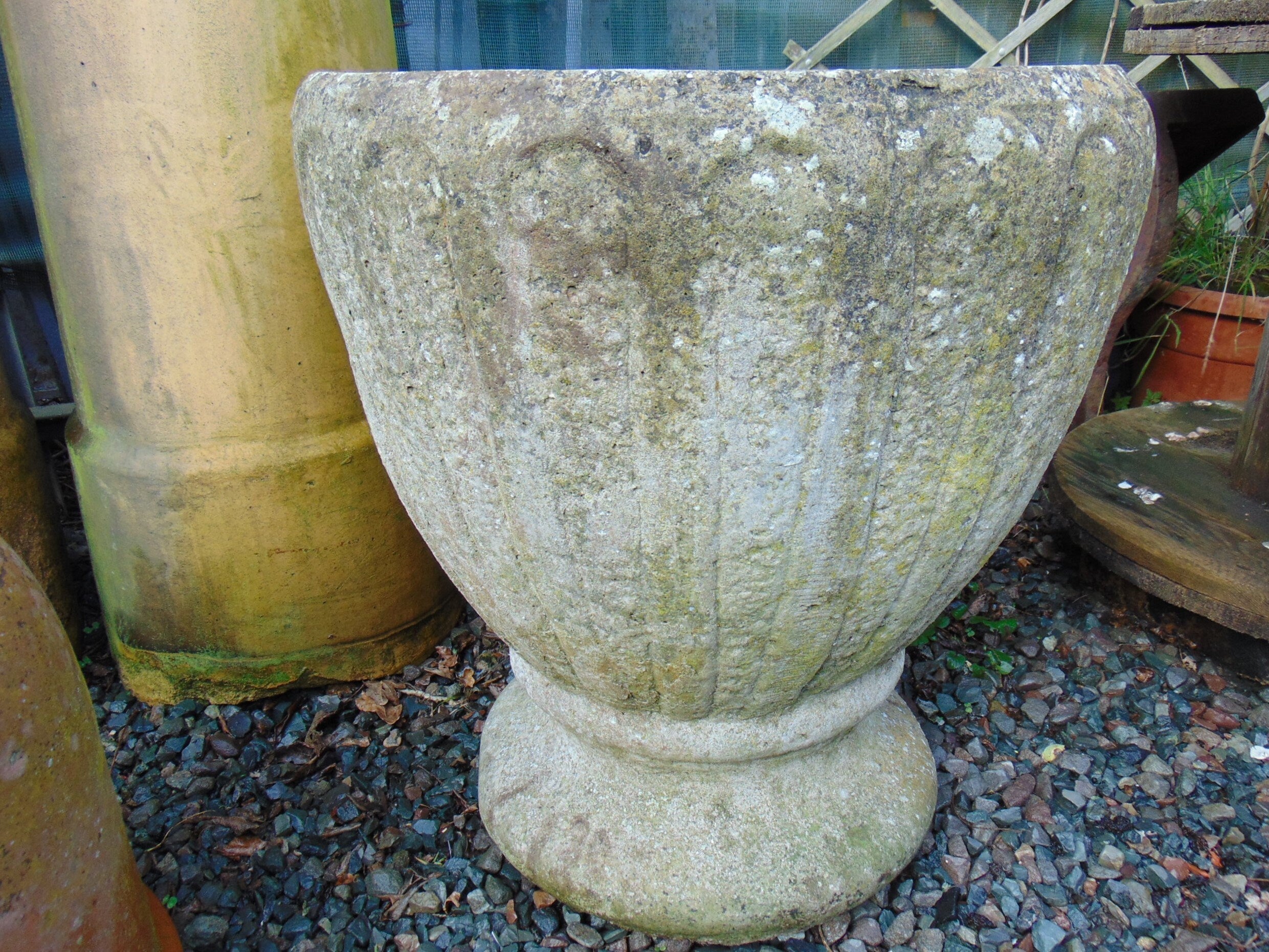 Weathered Reconstituted Stone Garden Urn