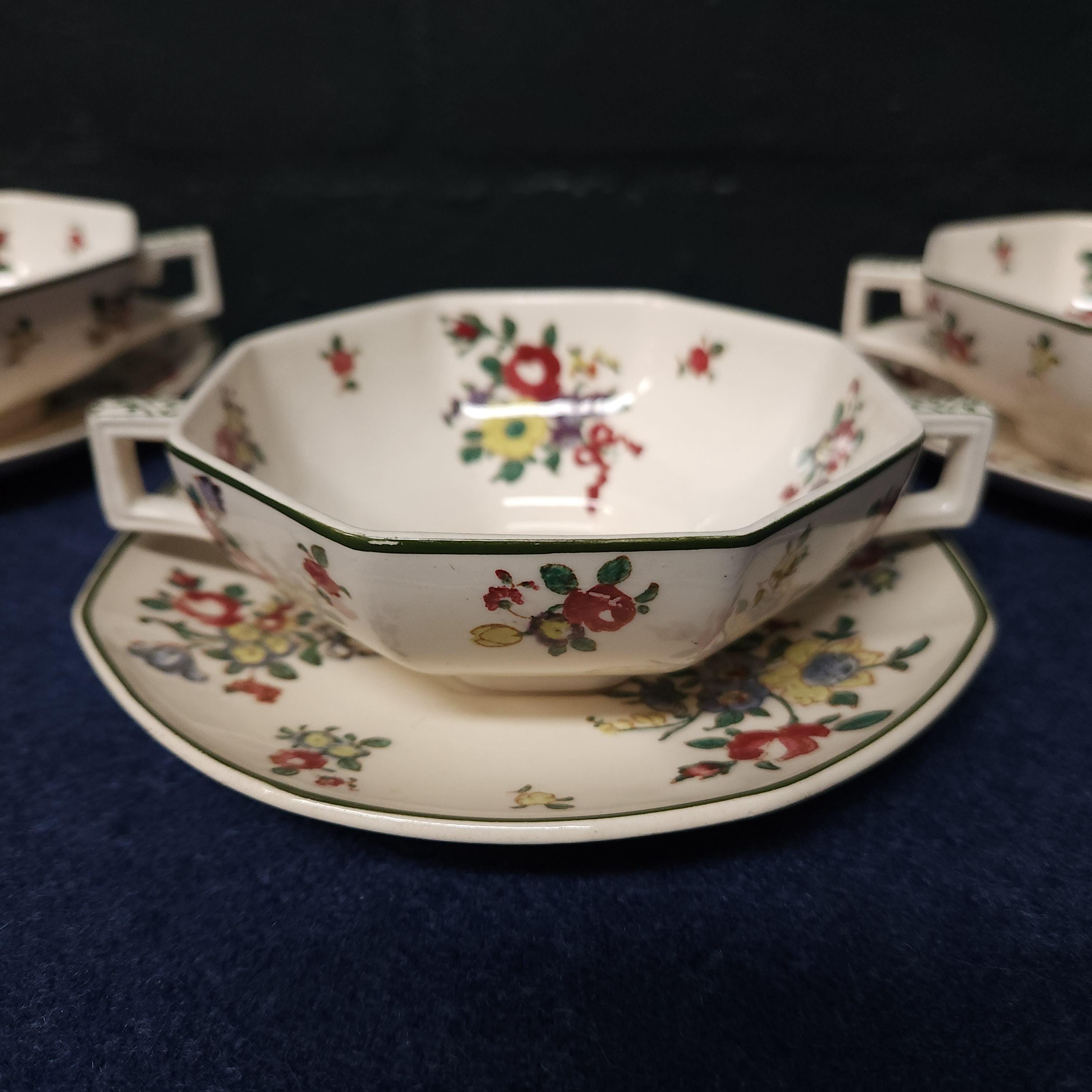 Roual Doulton Old Leeds Spray Soup Coupe and Saucer