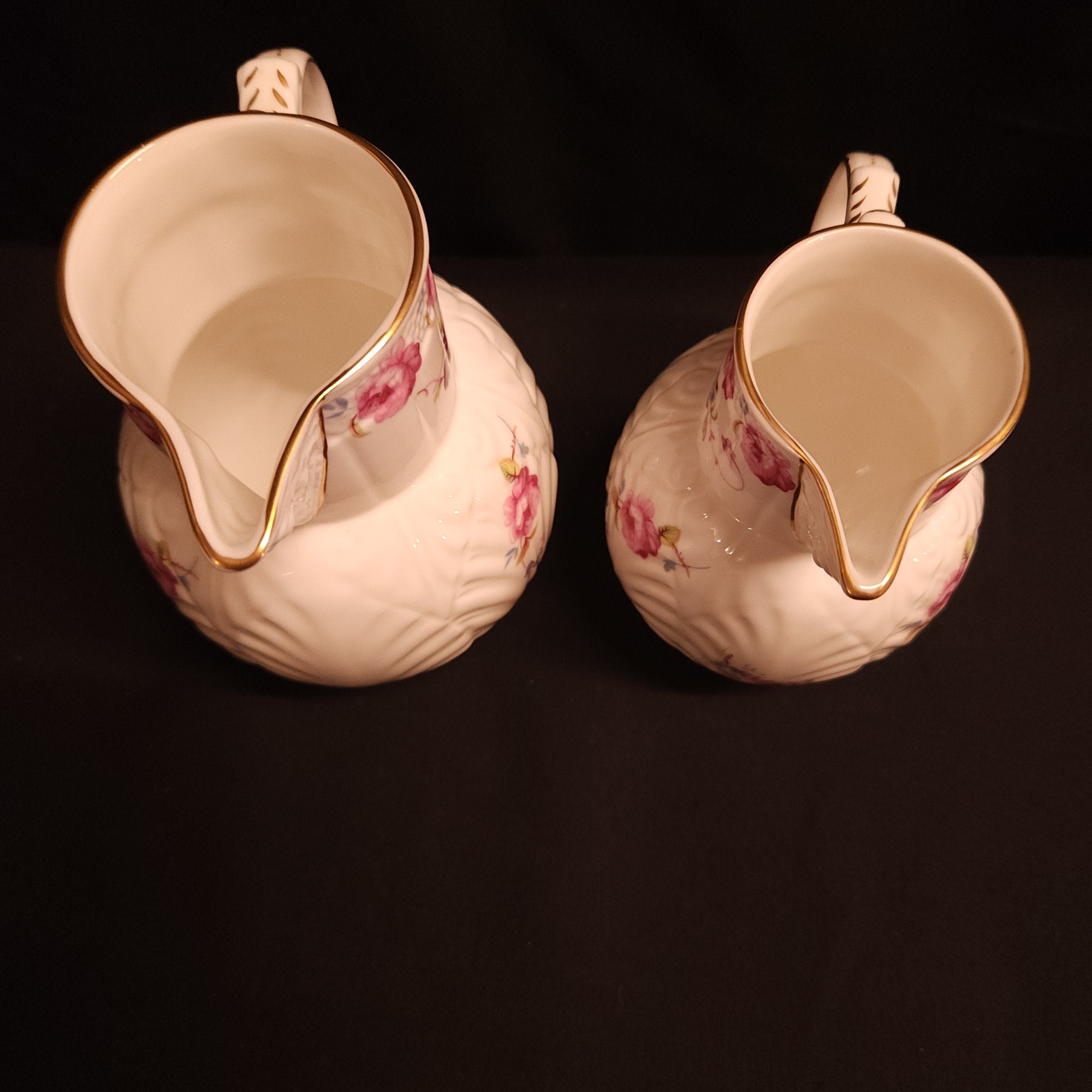 Pair Coalport 'Caughley Mask Head Jugs'
