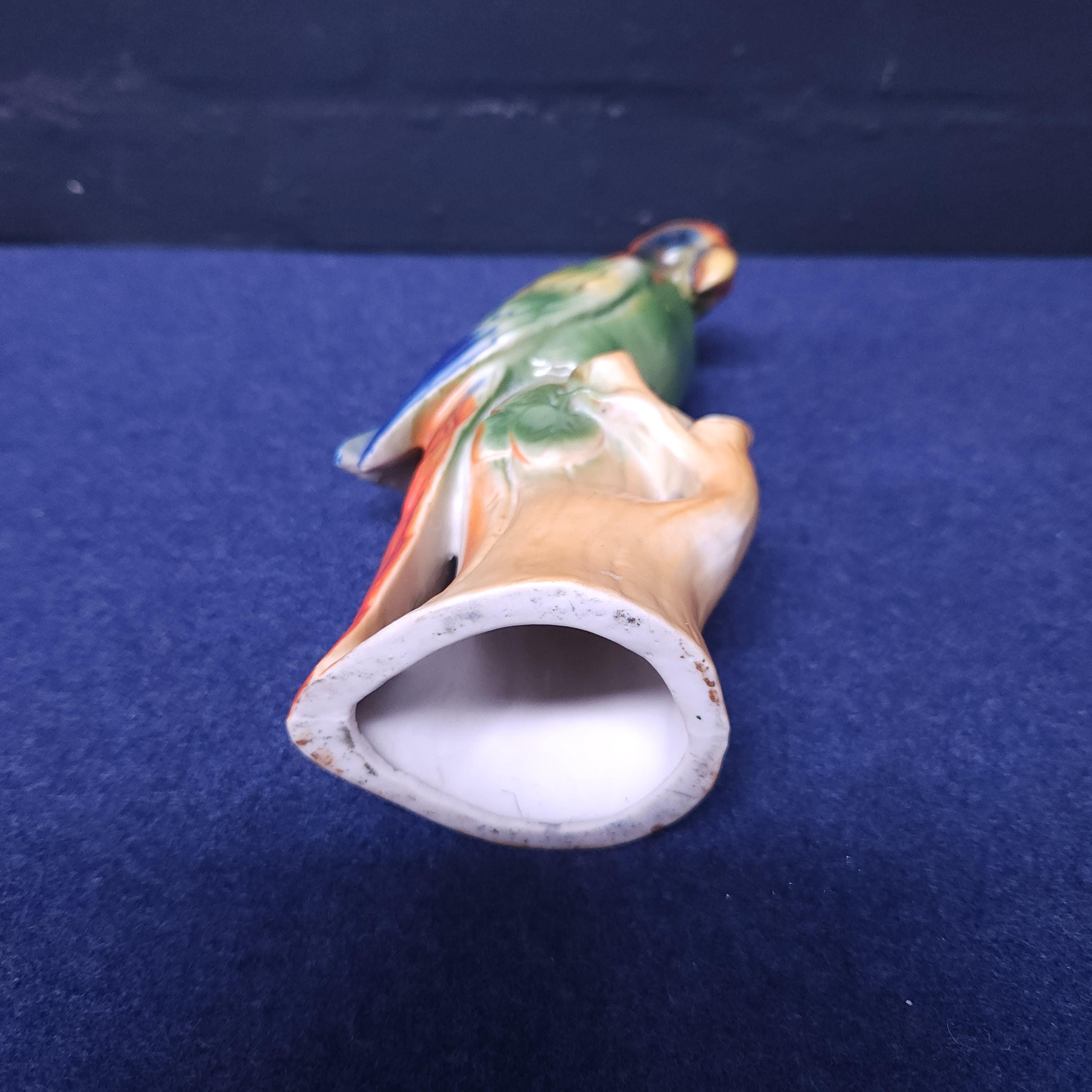 Early 20thC Painted Parian Ware Parrot Spill Vase