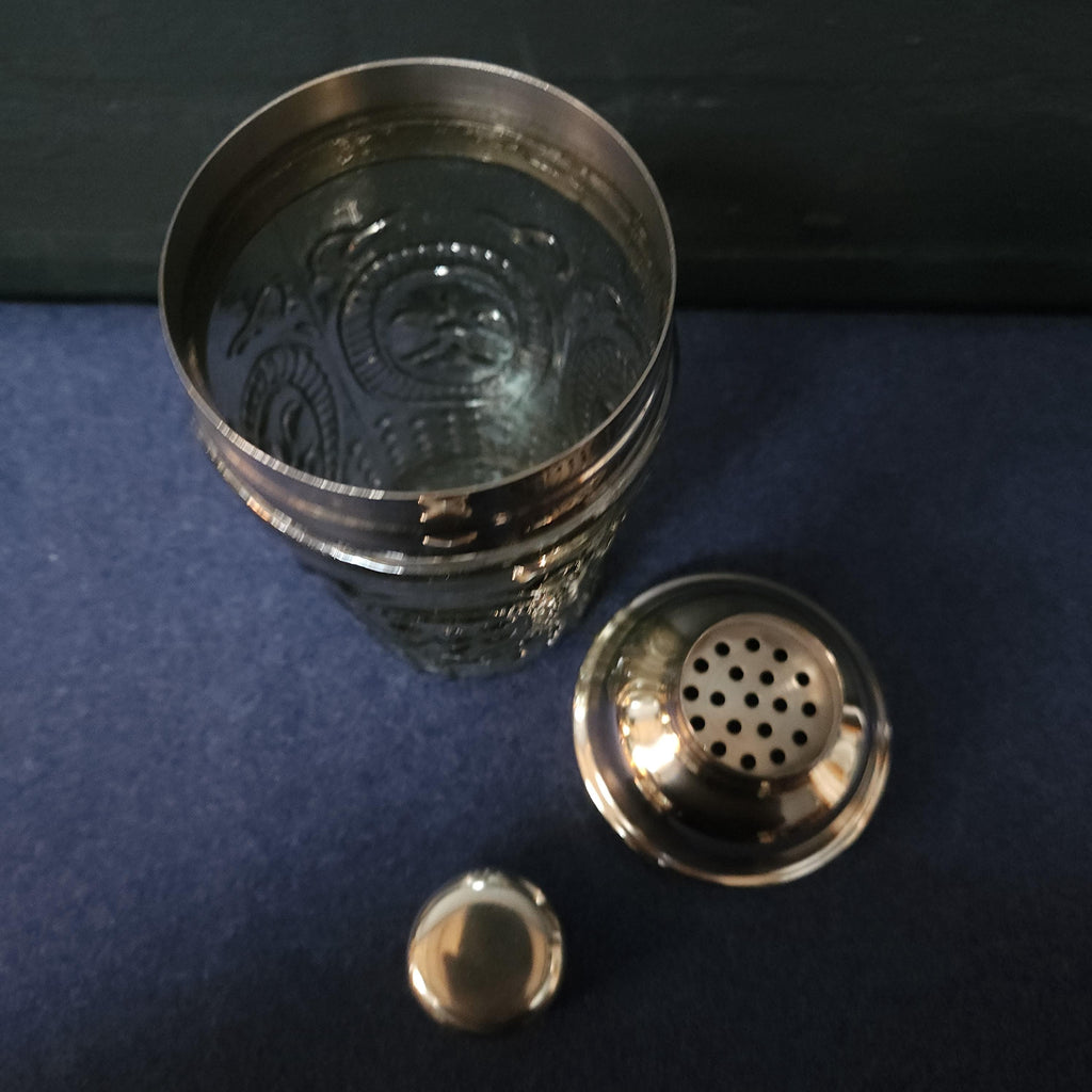 Vintage Silvered Glass & White Metal Cocktail Mixer