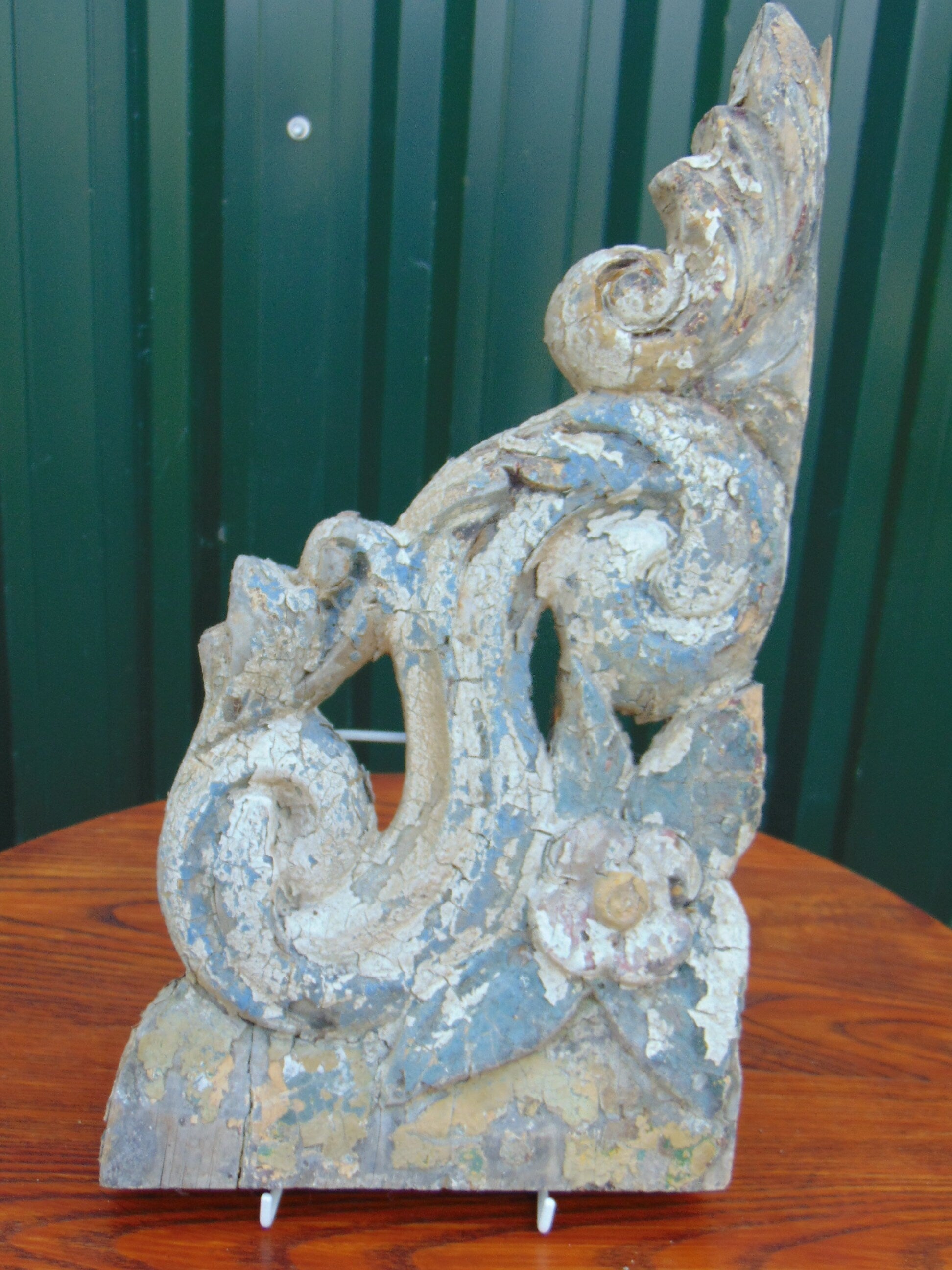 Carved Wooden Shelf Bracket, 19th Century Antique