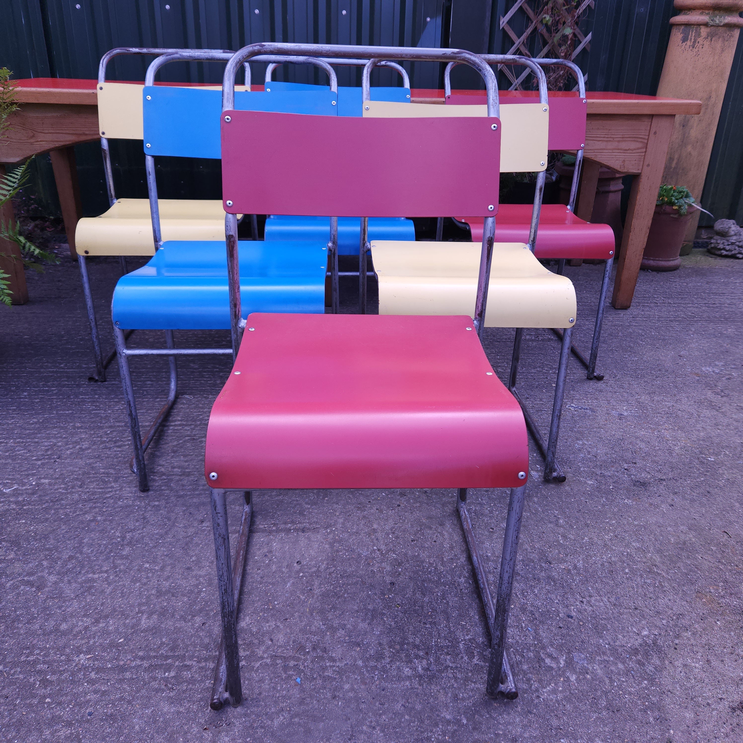 Set of 6 Mid-Century Stacking Chairs