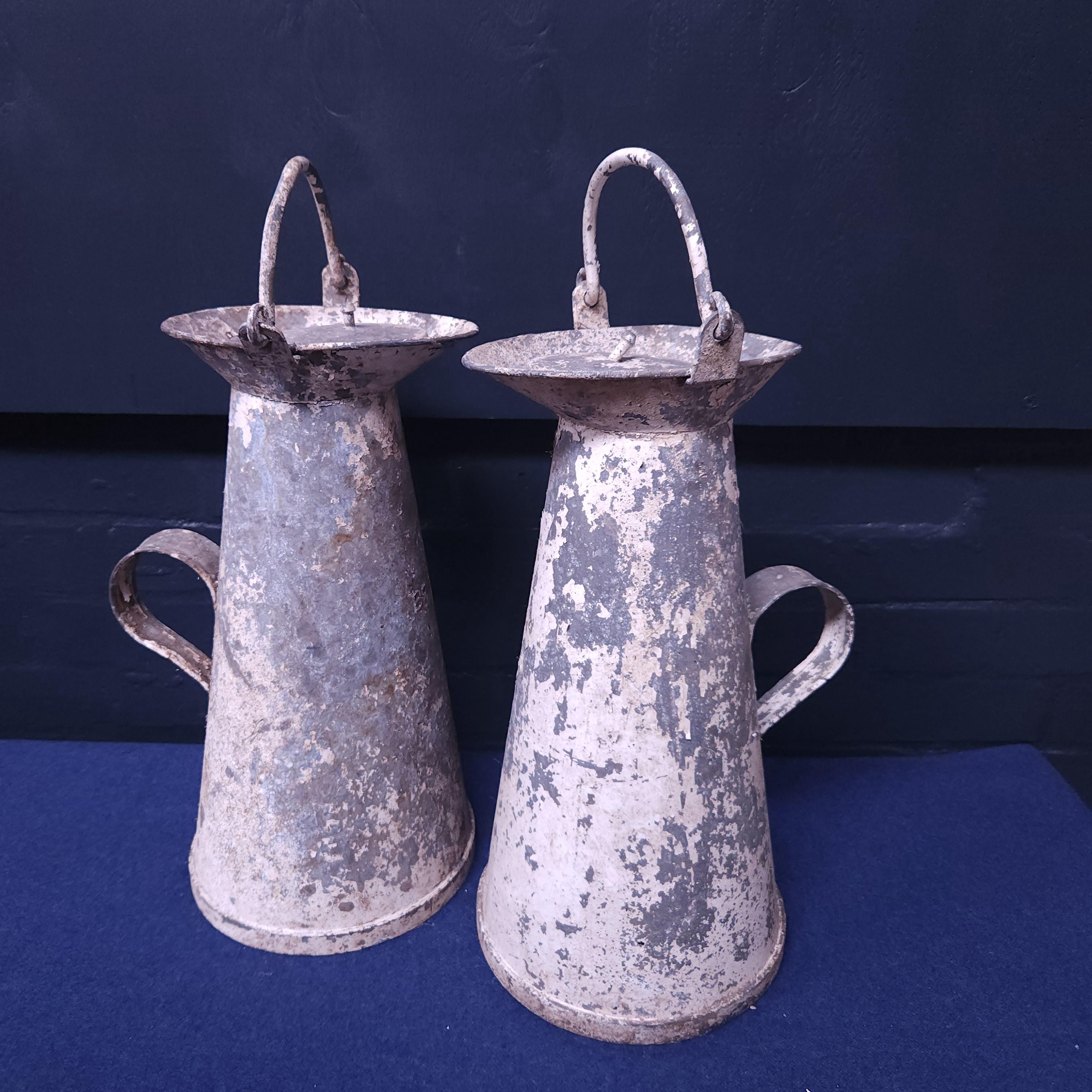 Pair Cornish Zinc & Aluminium Milk Churns Circa Mid to Late 19thC