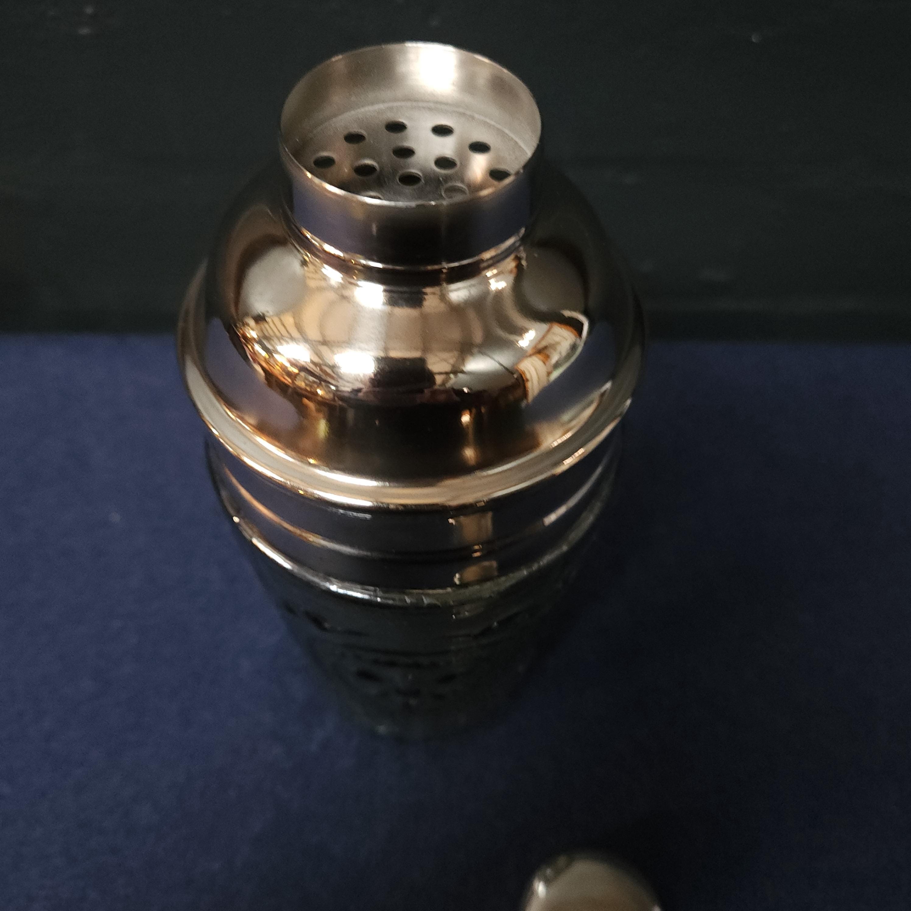 Vintage Silvered Glass & White Metal Cocktail Mixer