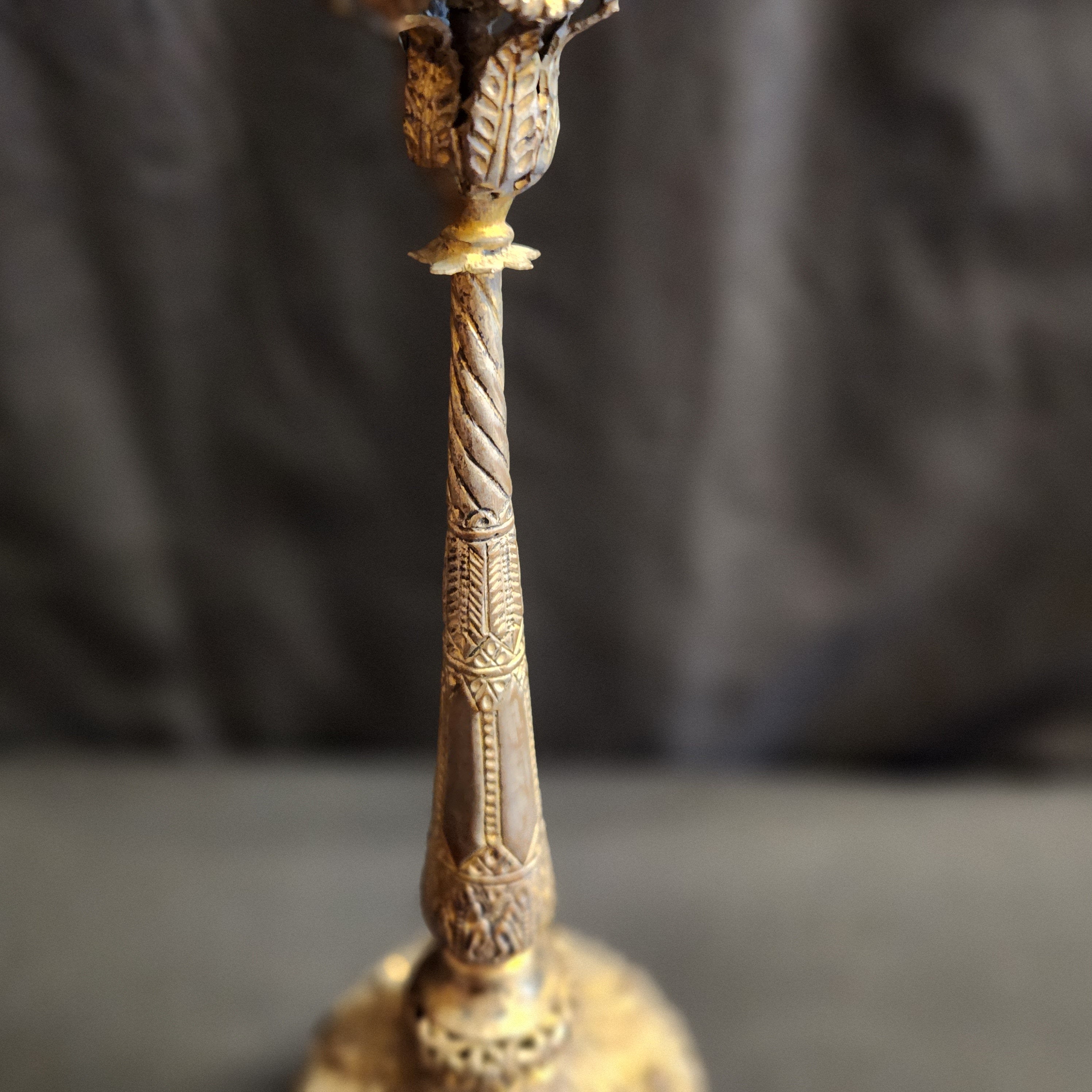 Italian, Tuscan Antique Ecclesiastical White Metal & Gilt Holy Water Sprinkler, Circa 1770/80