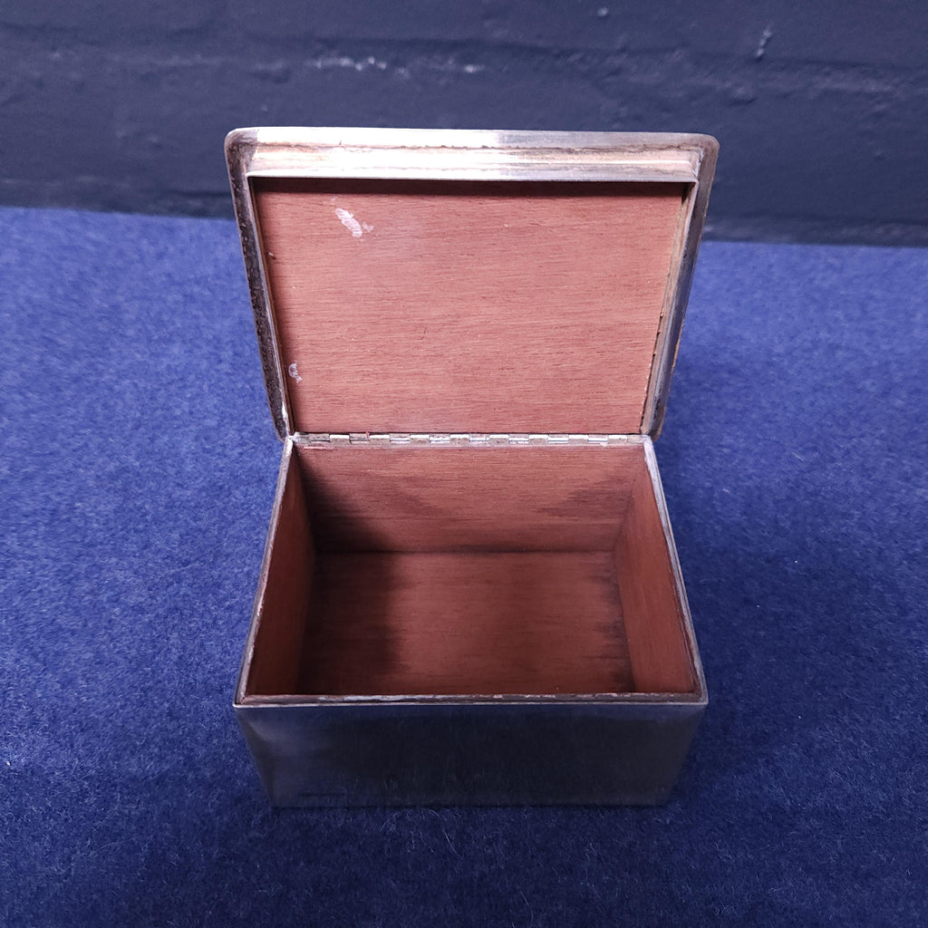 Silverplated Box, Engine-Turned Engraved, Wood Lined
