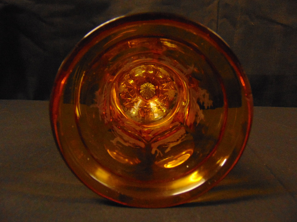 Late 19th Century Bohemian Overlaid Amber Cut Glass Vase
