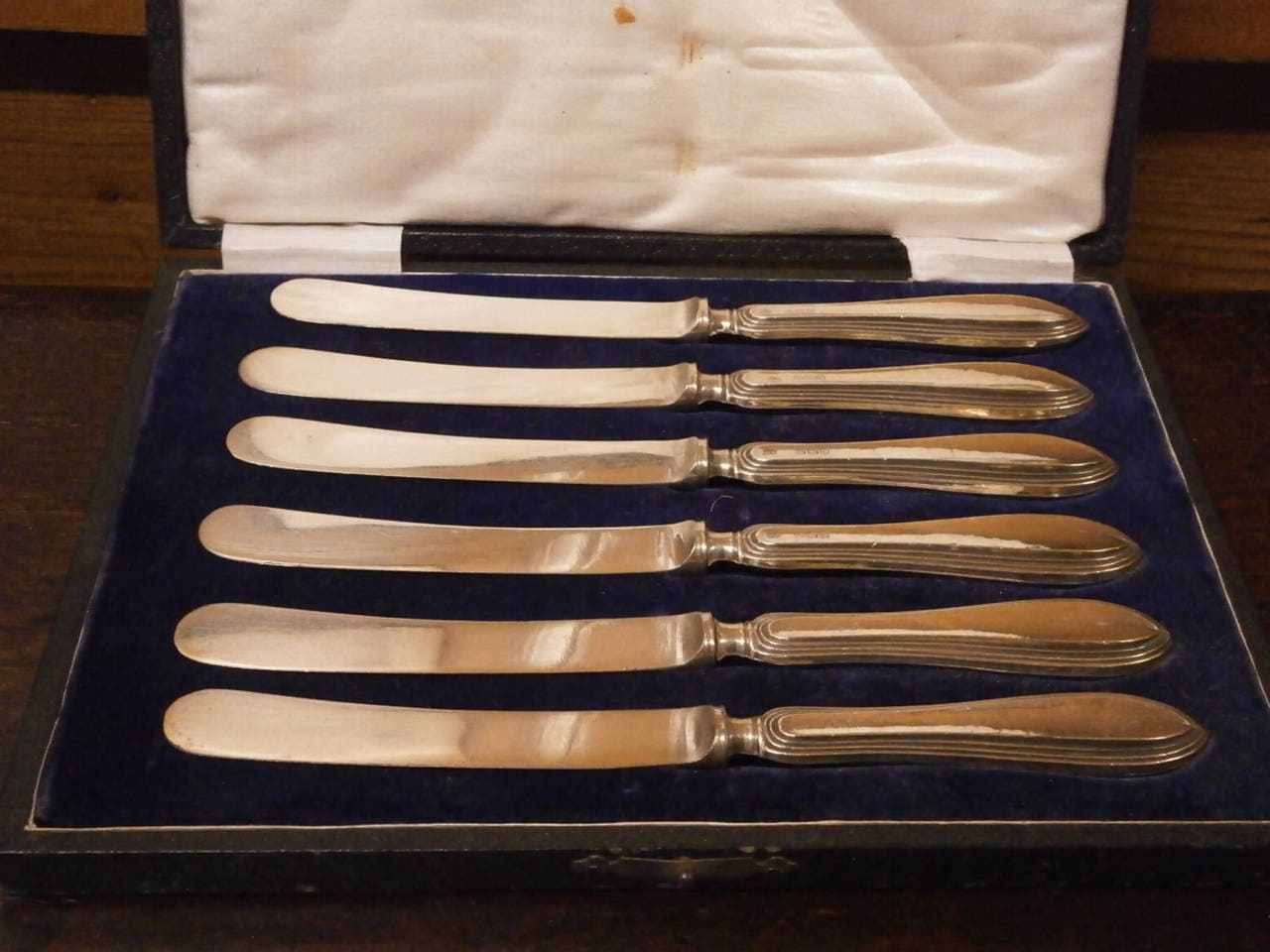 Hallmarked Silver Handled Butter Knives - Cased