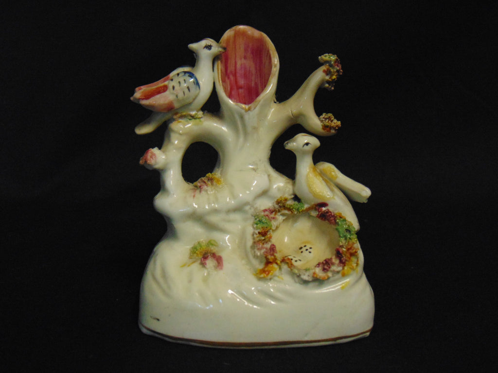 Victorian Staffordshire Spill Vase - Birds With A Nest