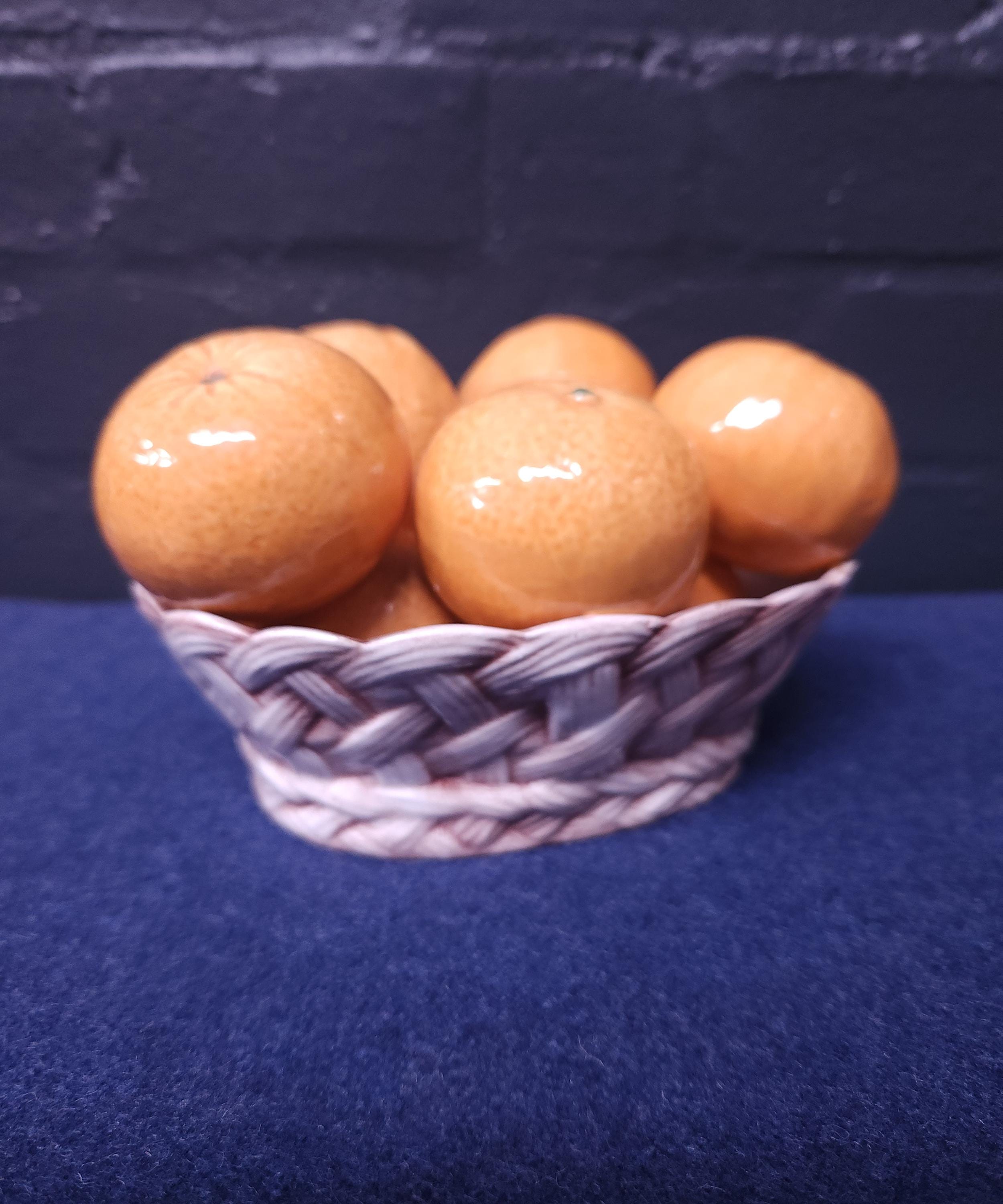 Italian Ceramic Oranges in a Basket