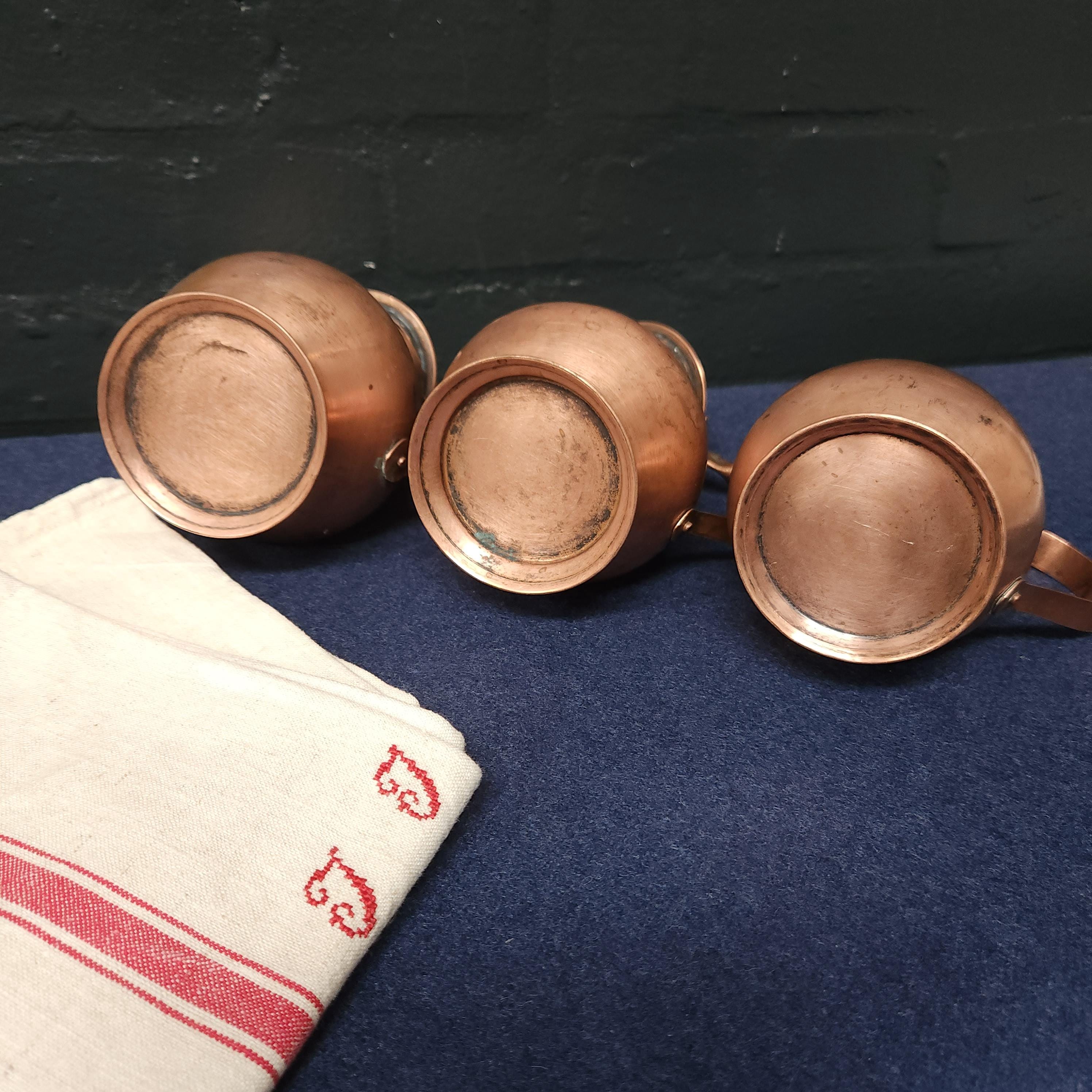 Set of 3 Copper Lidded Jugs