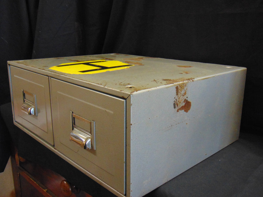 Vintage Industrial Bank of 2 Index Card Filing Drawers